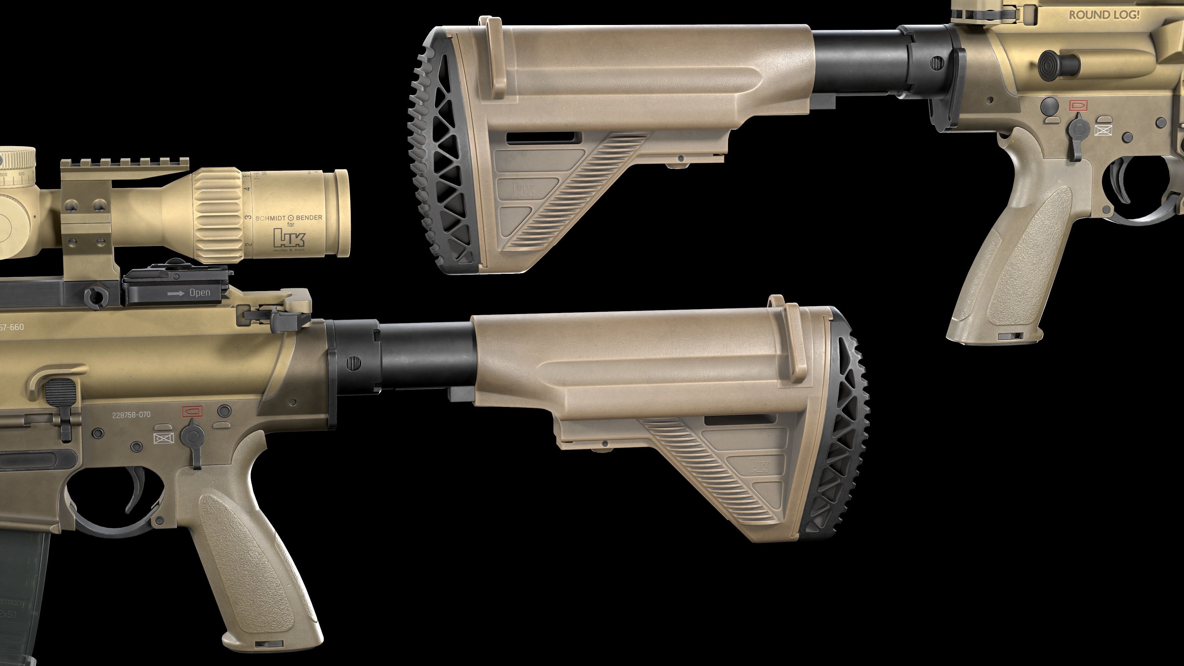 Tactical Modular Sniper Rifle HK G28 patrol Low-poly 3D model_30