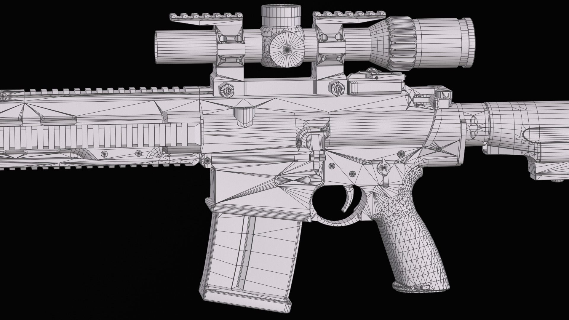 Tactical Modular Sniper Rifle HK G28 patrol Low-poly 3D model_43