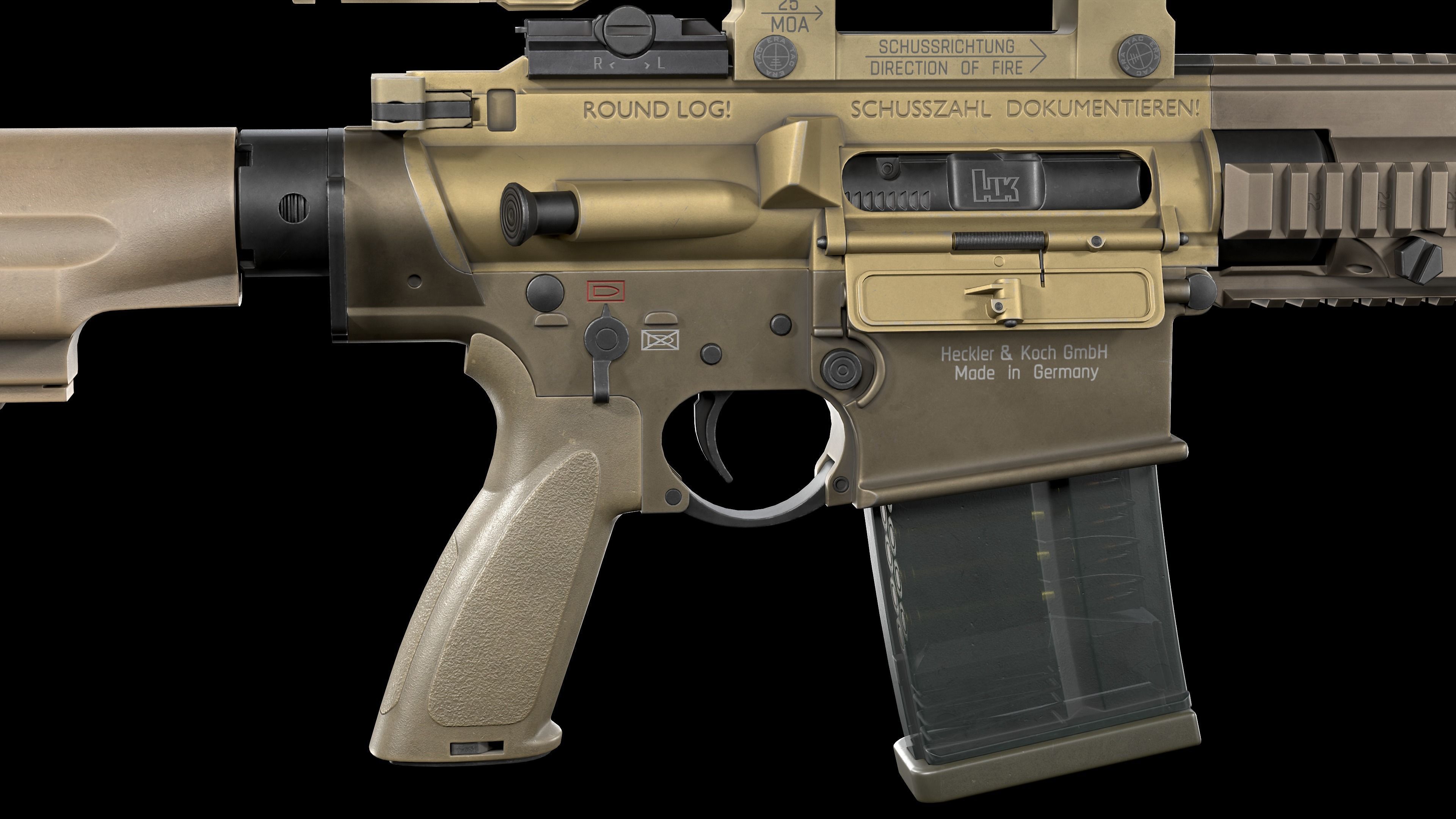 Tactical Modular Sniper Rifle HK G28 patrol Low-poly 3D model_14