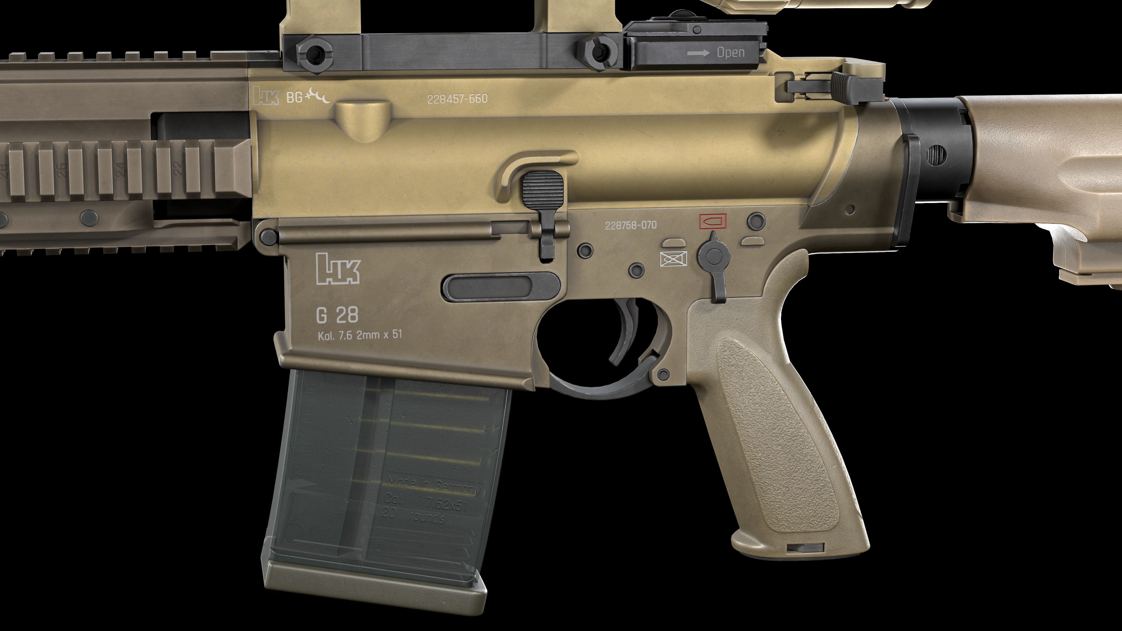 Tactical Modular Sniper Rifle HK G28 patrol Low-poly 3D model_12