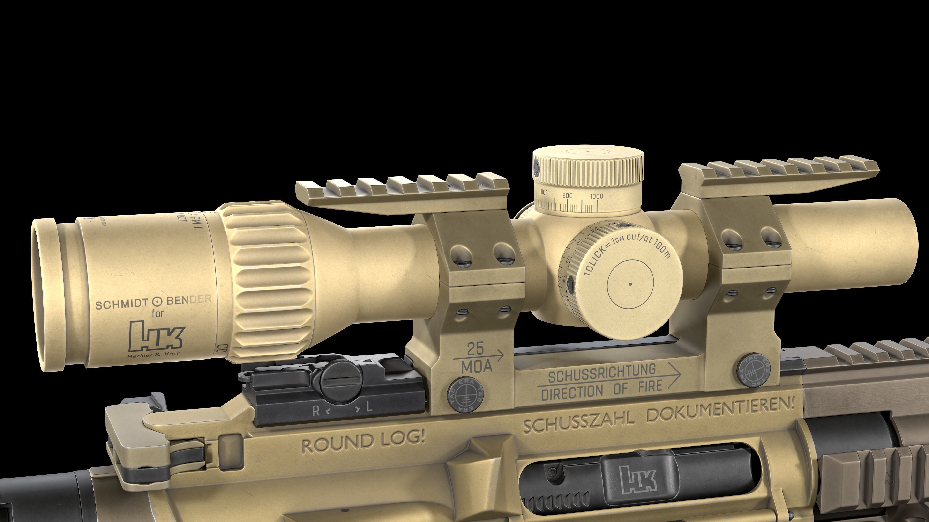 Tactical Modular Sniper Rifle HK G28 patrol Low-poly 3D model_26
