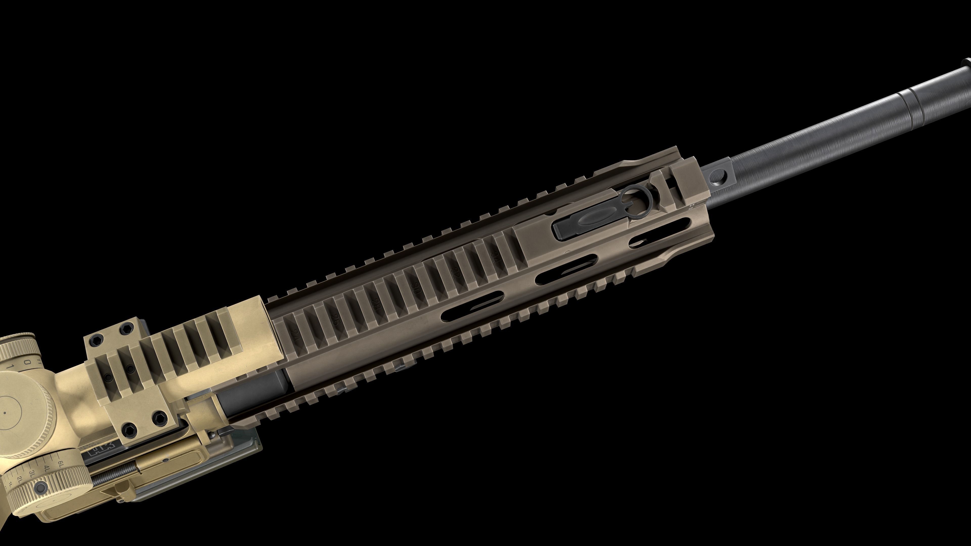 Tactical Modular Sniper Rifle HK G28 patrol Low-poly 3D model_19