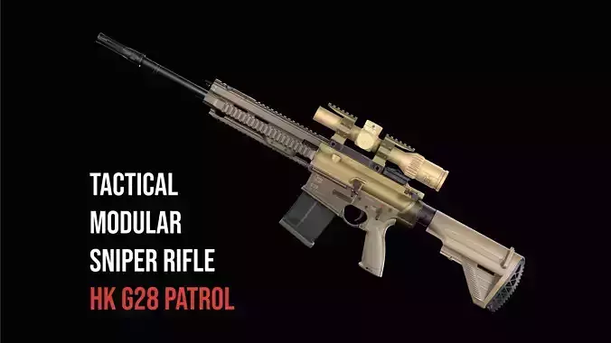 Tactical Modular Sniper Rifle HK G28 patrol Low-poly 3D model