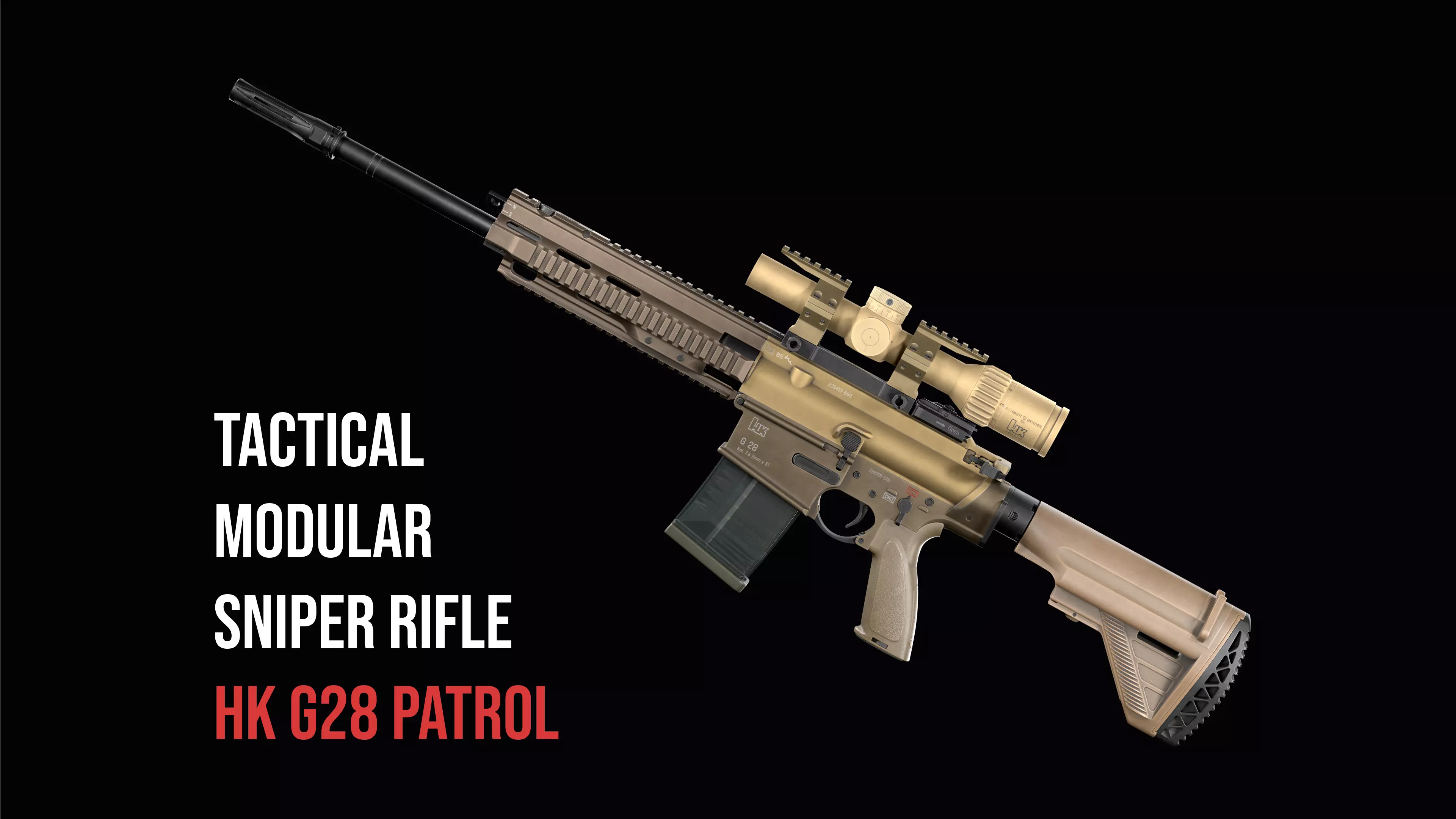 Tactical Modular Sniper Rifle HK G28 patrol Low-poly 3D model_0