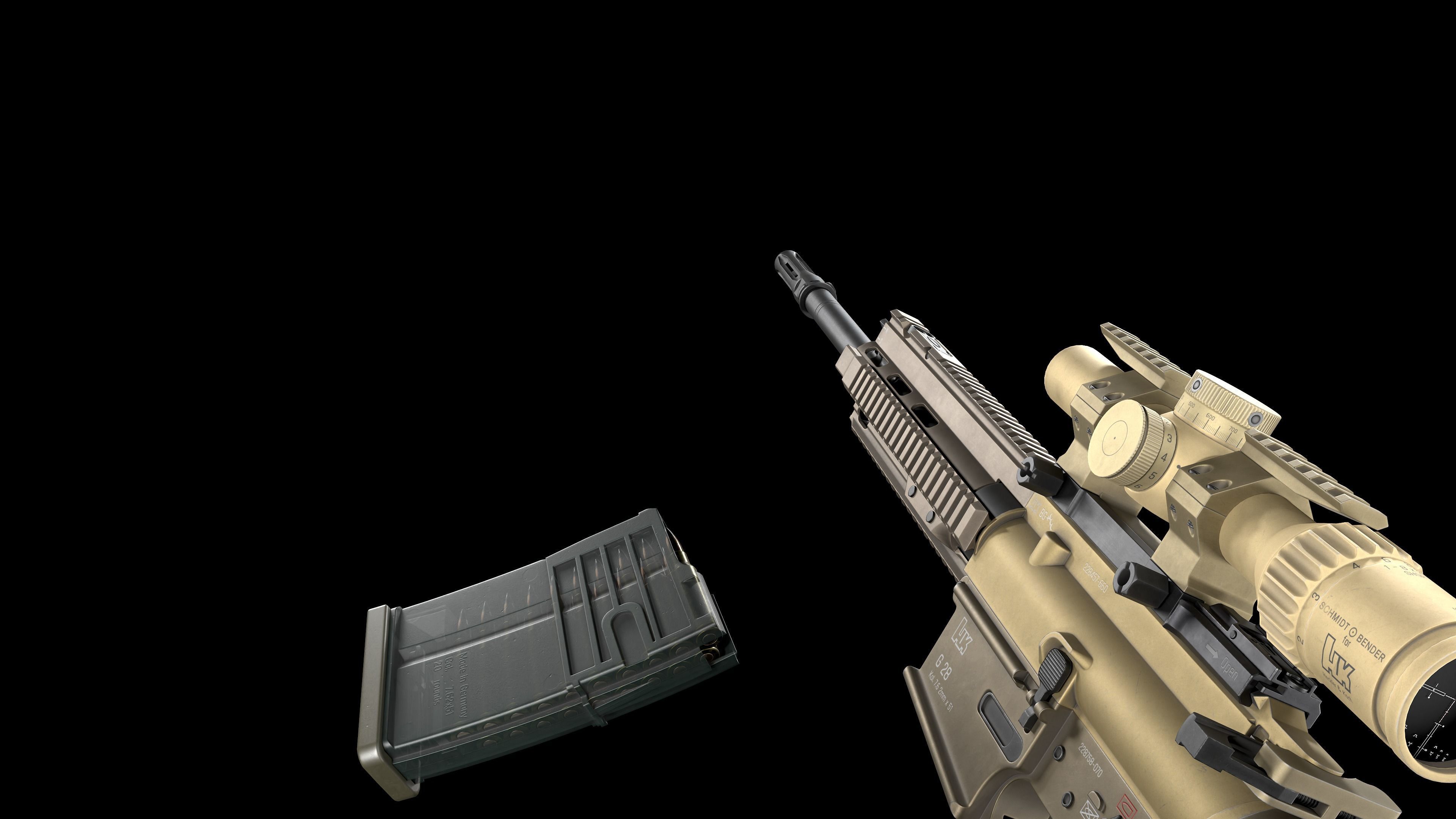 Tactical Modular Sniper Rifle HK G28 patrol Low-poly 3D model_32