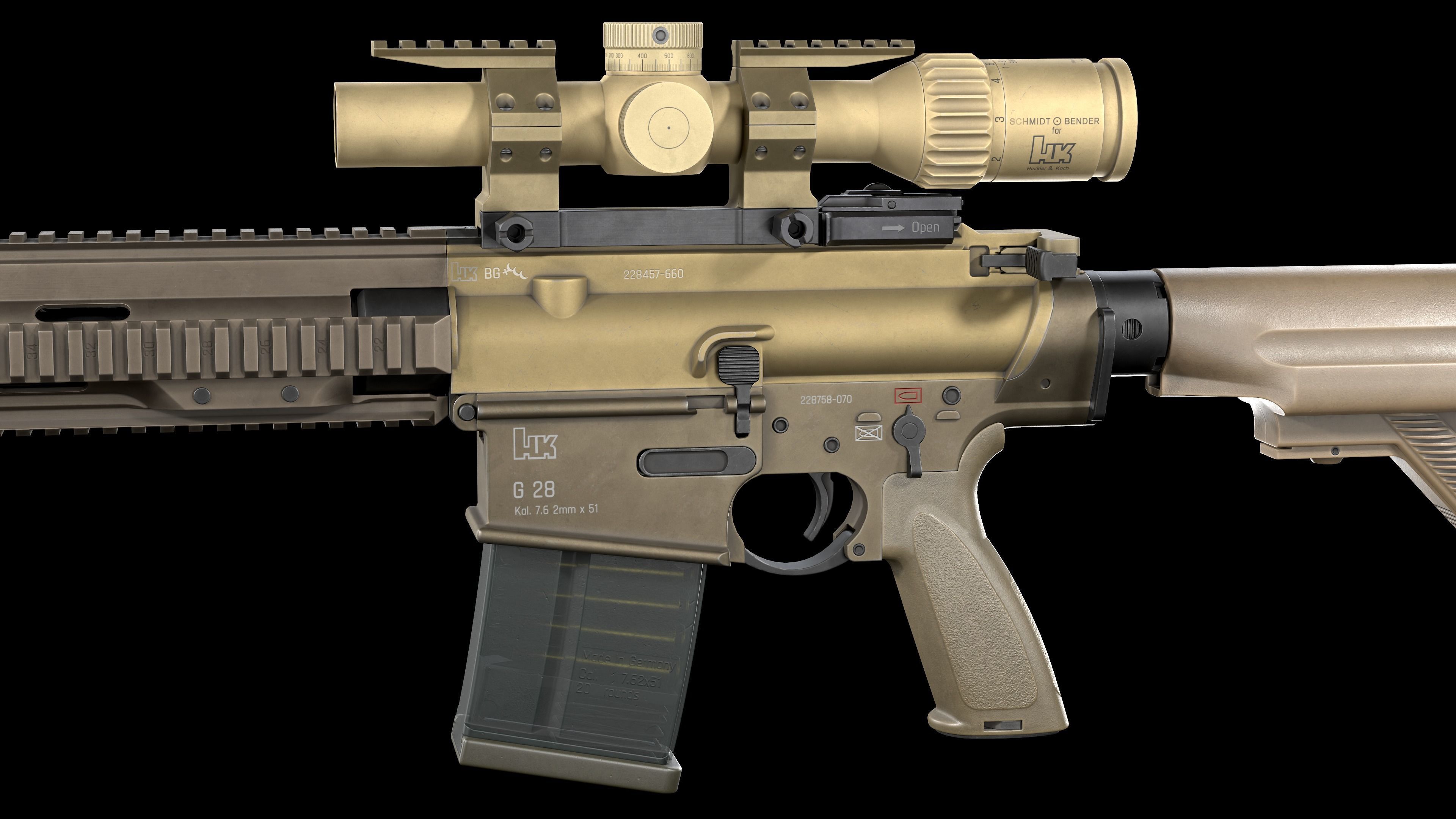 Tactical Modular Sniper Rifle HK G28 and G28 patrol 3D Model Collection_29