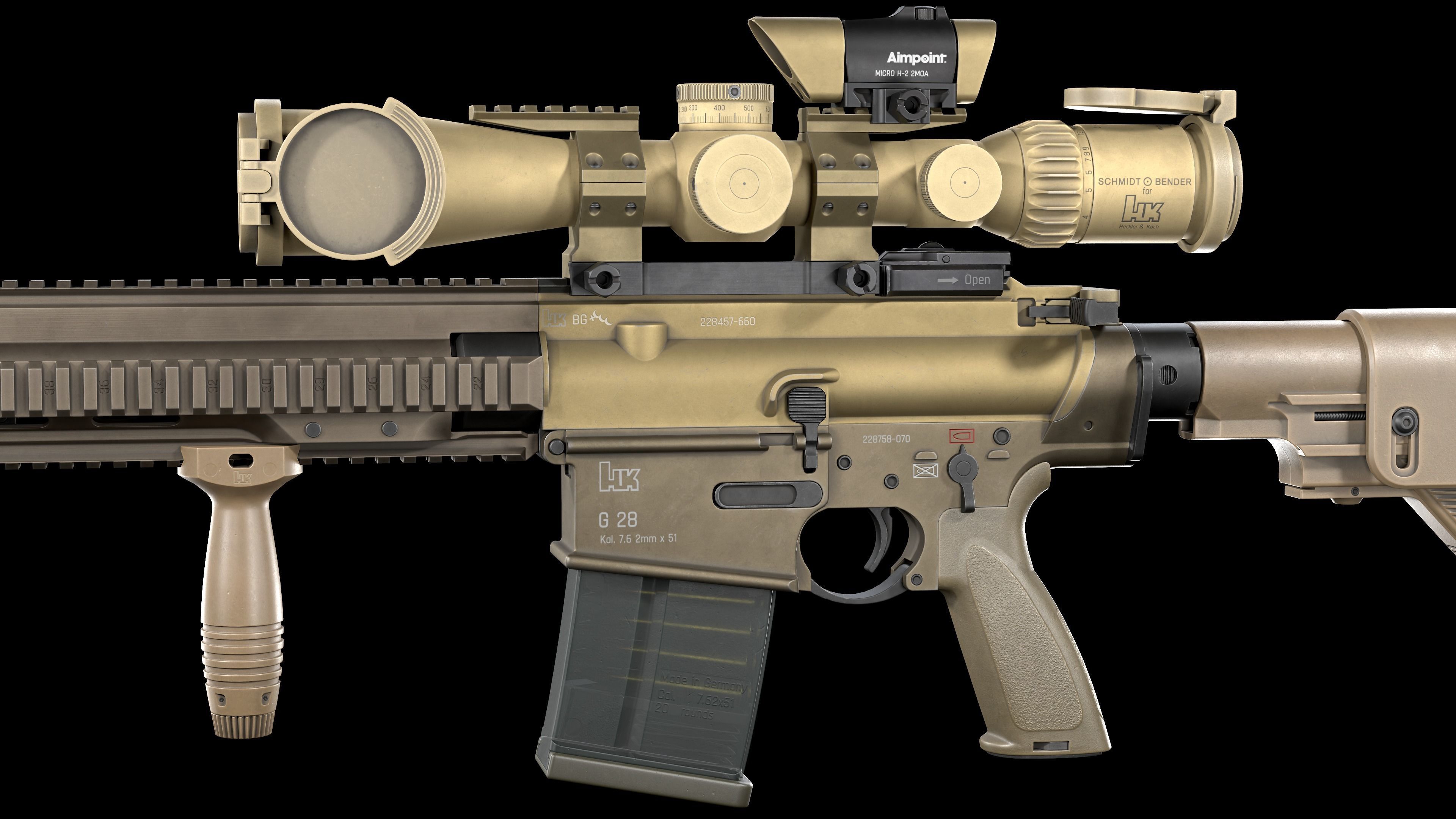 Tactical Modular Sniper Rifle HK G28 and G28 patrol 3D Model Collection_19