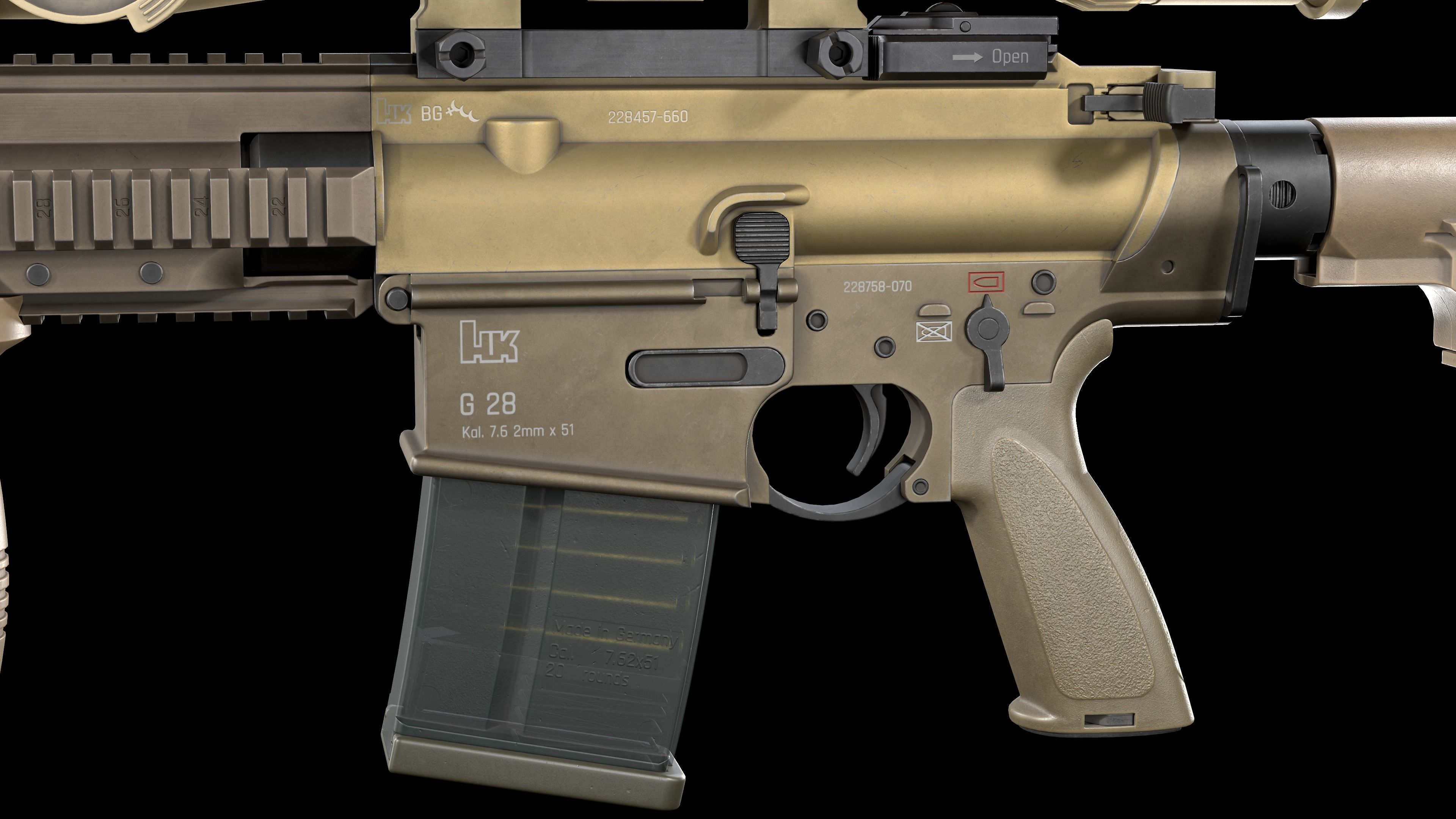 Tactical Modular Sniper Rifle HK G28 and G28 patrol 3D Model Collection_18