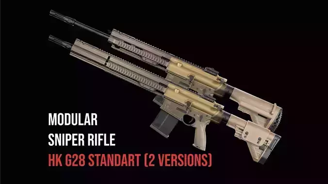 Modular Sniper Rifle HK G28 standart Low-poly 3D model