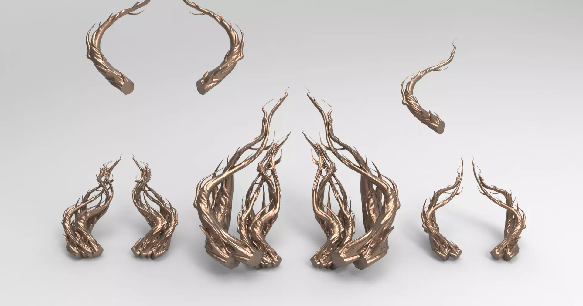 Celtic Carved ivy horn collection Low-poly 3D model