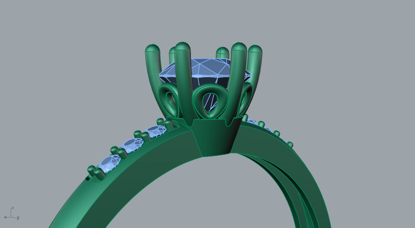 Ring diamond engagement gold 3D print model_6