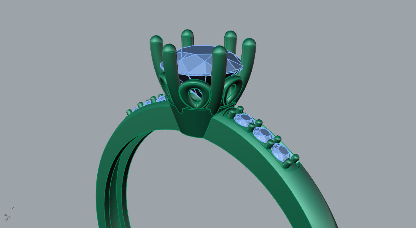 Ring diamond engagement gold 3D print model_3