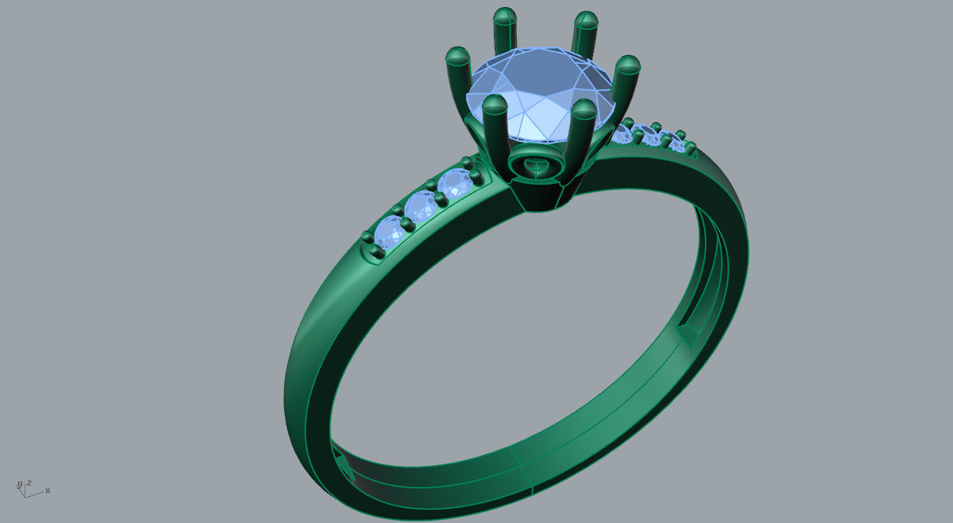 Ring diamond engagement gold 3D print model_2