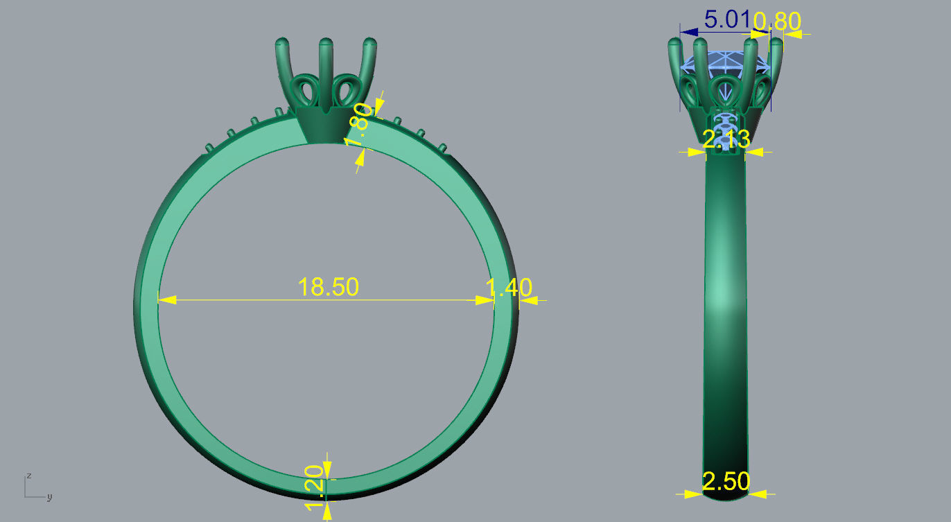 Ring diamond engagement gold 3D print model_4