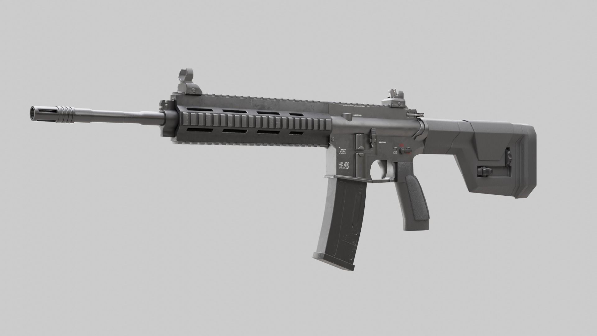 M416 Realistic assault rifle 3D model_2