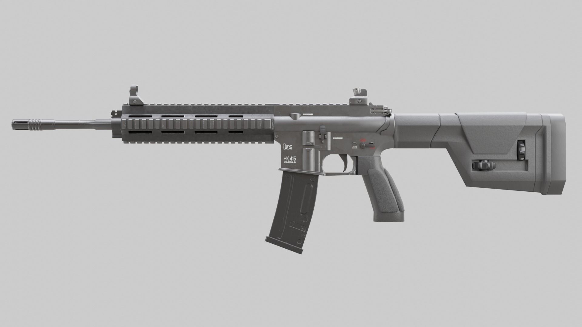 M416 Realistic assault rifle 3D model_3