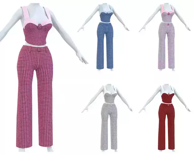 Area top and Trousers cloth with Crystal  Low-poly 3D model