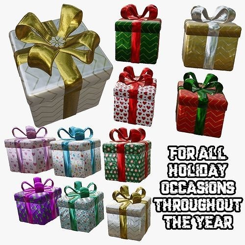 Holiday Presents Low-poly 3D model