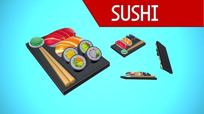 SUSHI CARTOON STYLIZED Low-poly 3D model