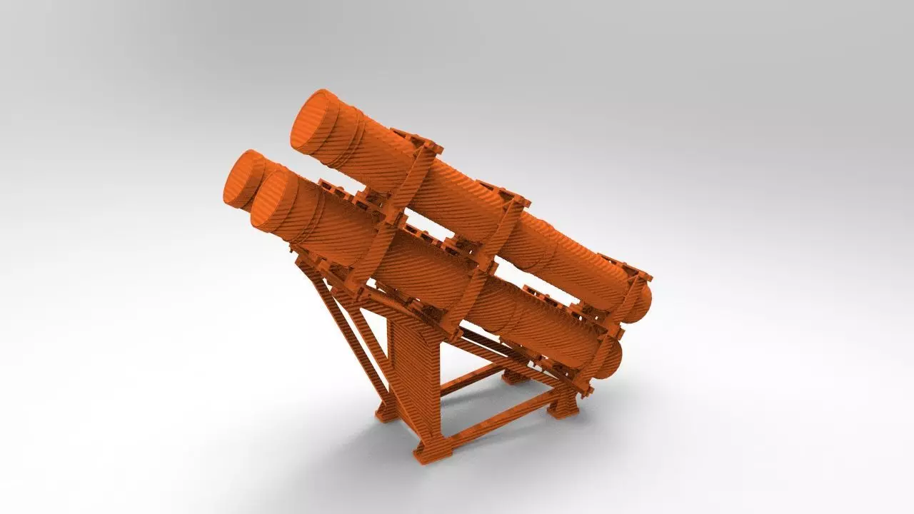 Navy Exocet Launcher 3 Tube  3D print model_0