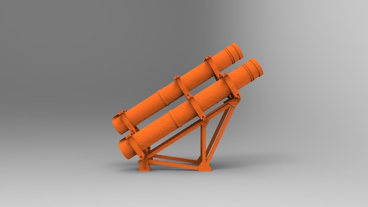 Navy Exocet Launcher 3 Tube  3D print model_3