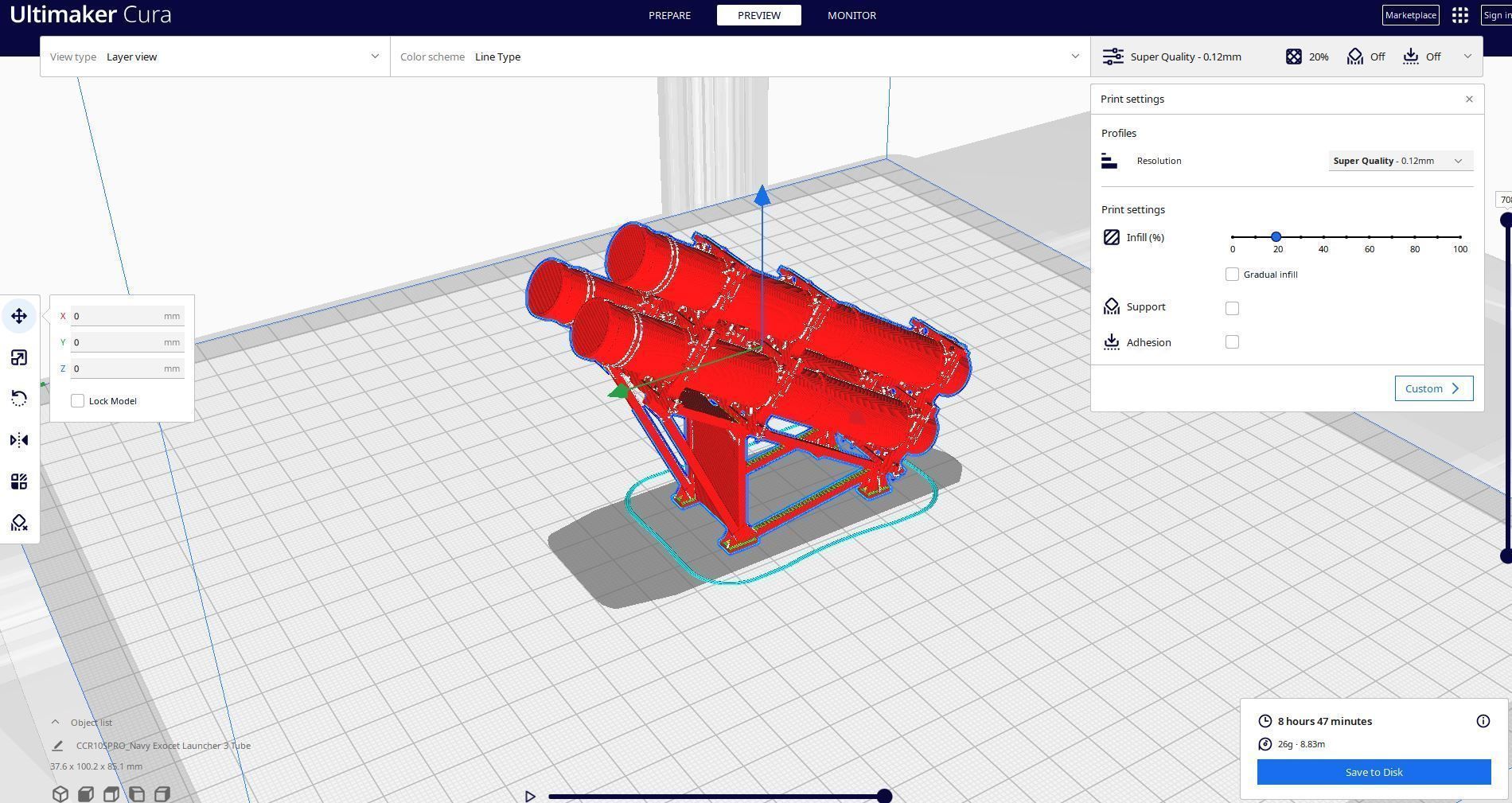 Navy Exocet Launcher 3 Tube  3D print model_4