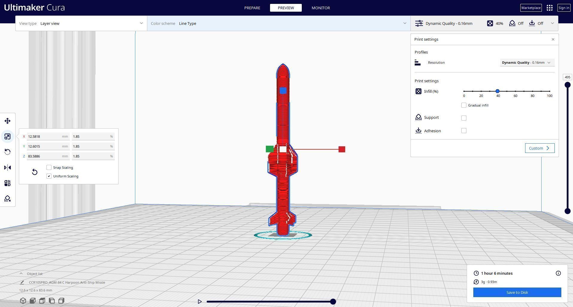 AGM-84 C Harpoon Anti-Ship Missile 3D print model_1