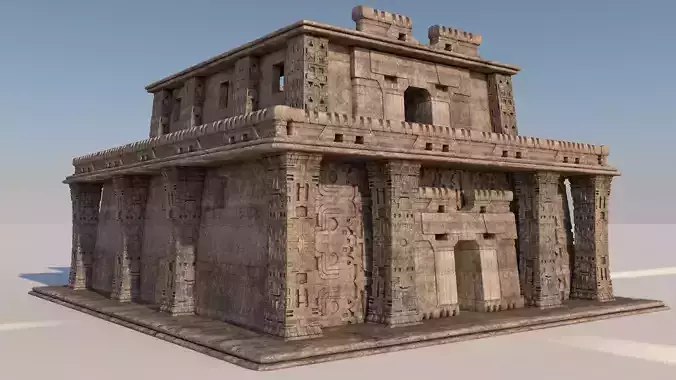 Modular preColumbian temple building with PBR textures