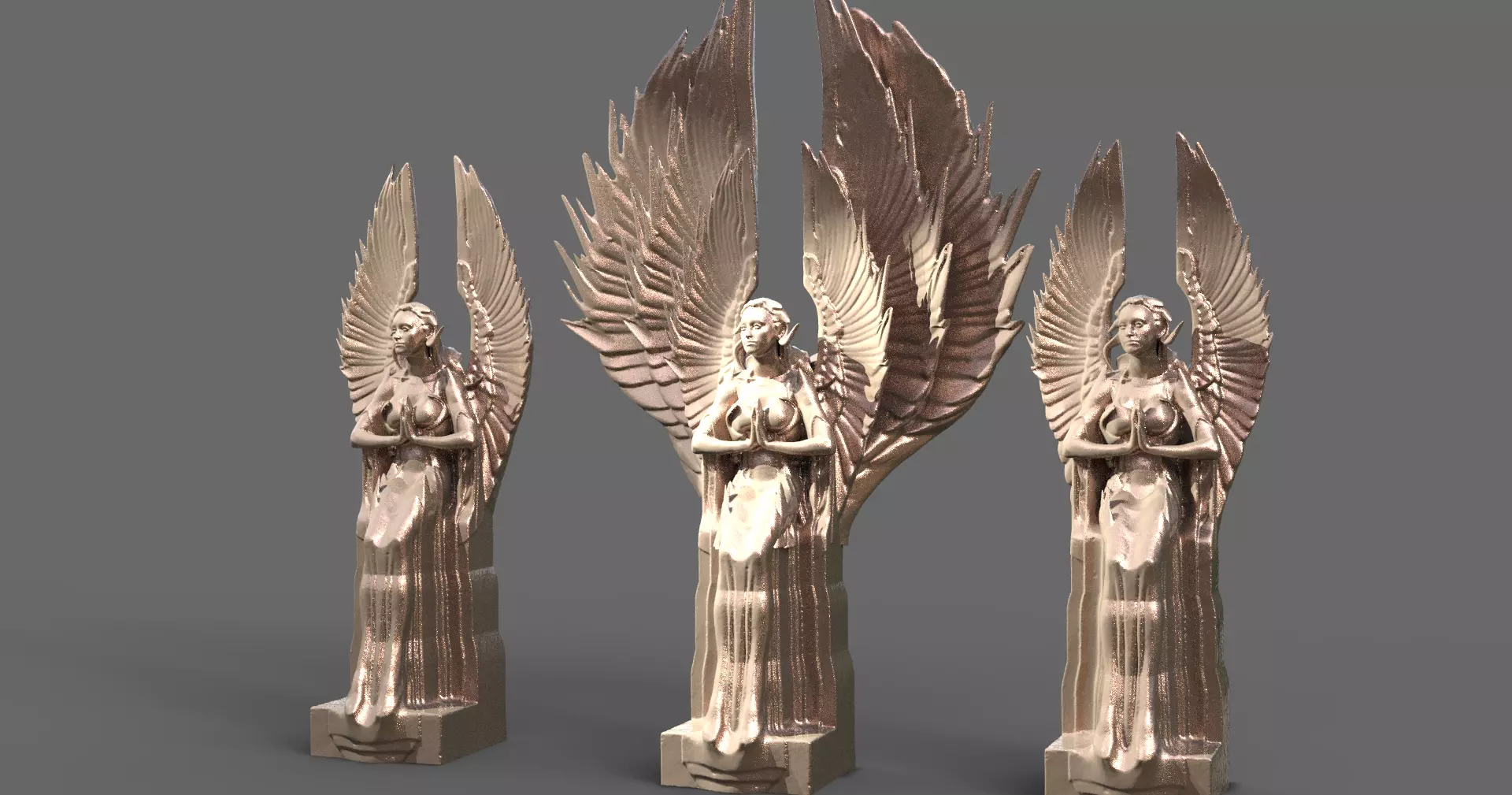 Praying Goddess statue 2 models 3D model_0