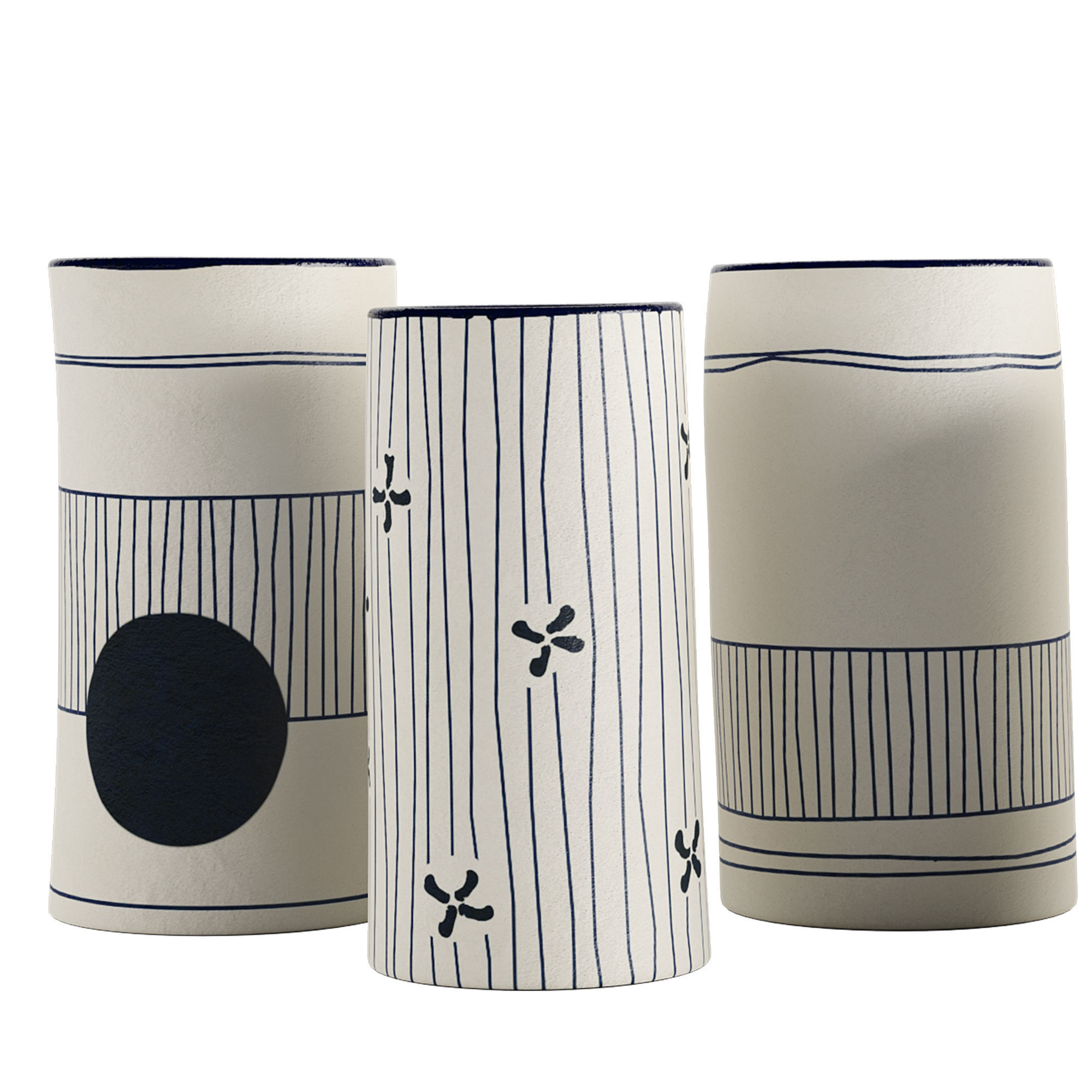 Handmade Decorated Indigo Ceramic Vase 2 3D model_3