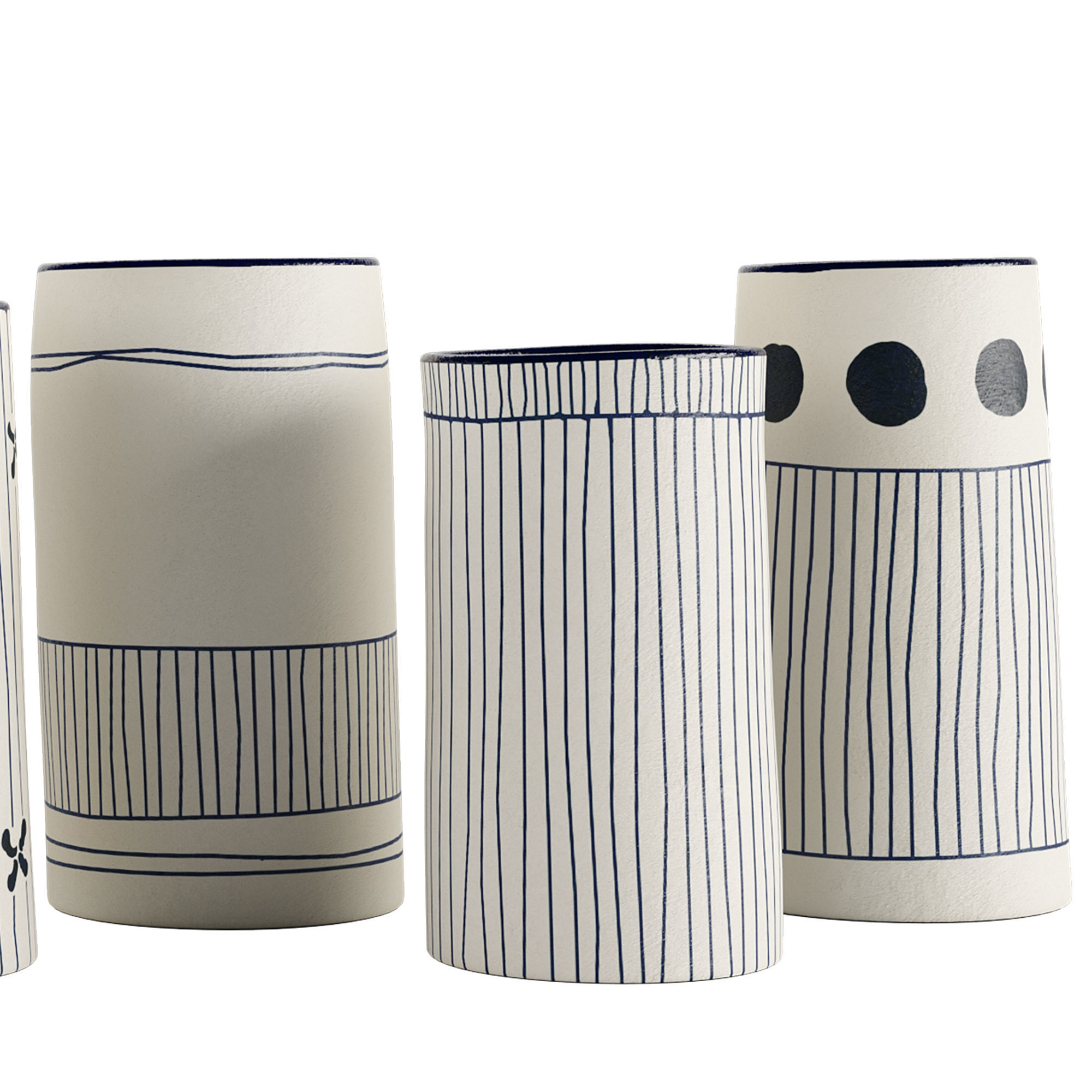 Handmade Decorated Indigo Ceramic Vase 2 3D model_4