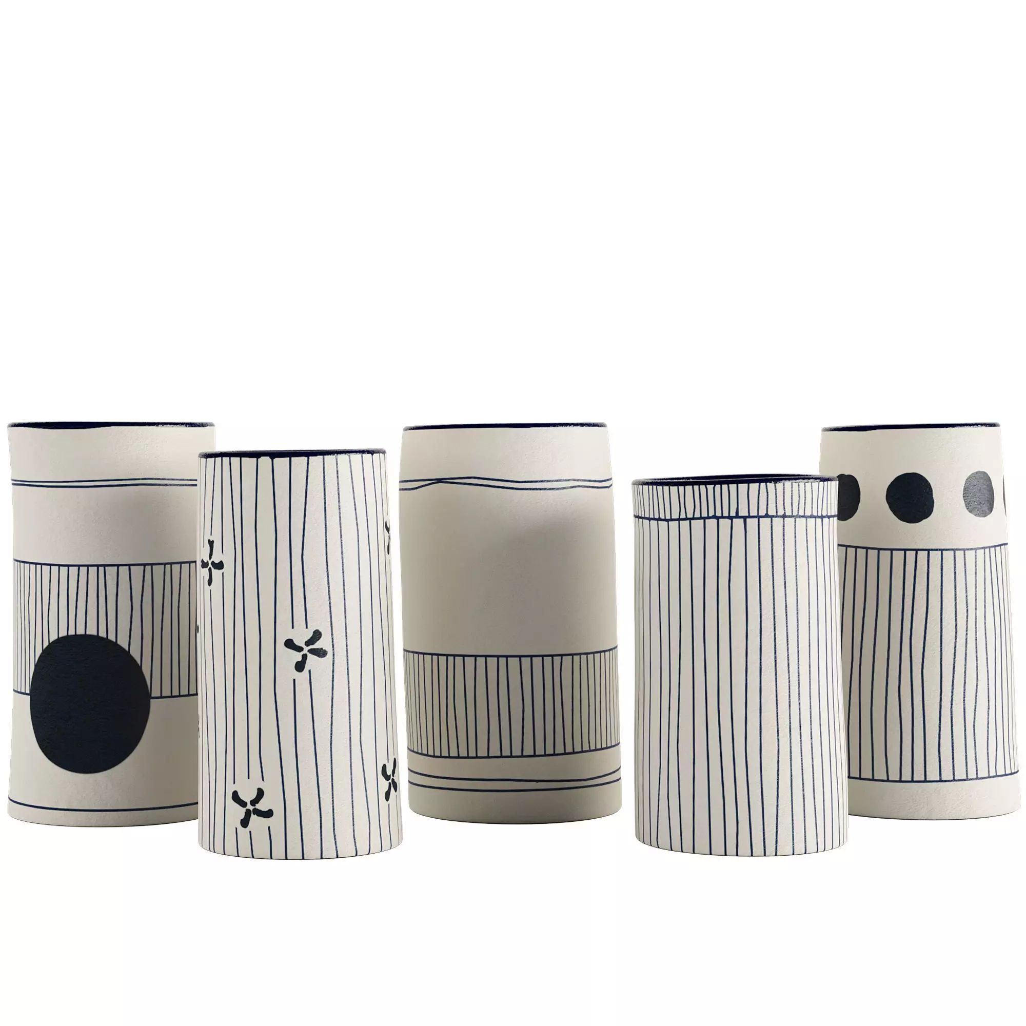 Handmade Decorated Indigo Ceramic Vase 2 3D model_0