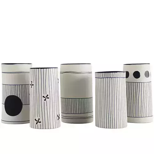 Handmade Decorated Indigo Ceramic Vase 2 3D model