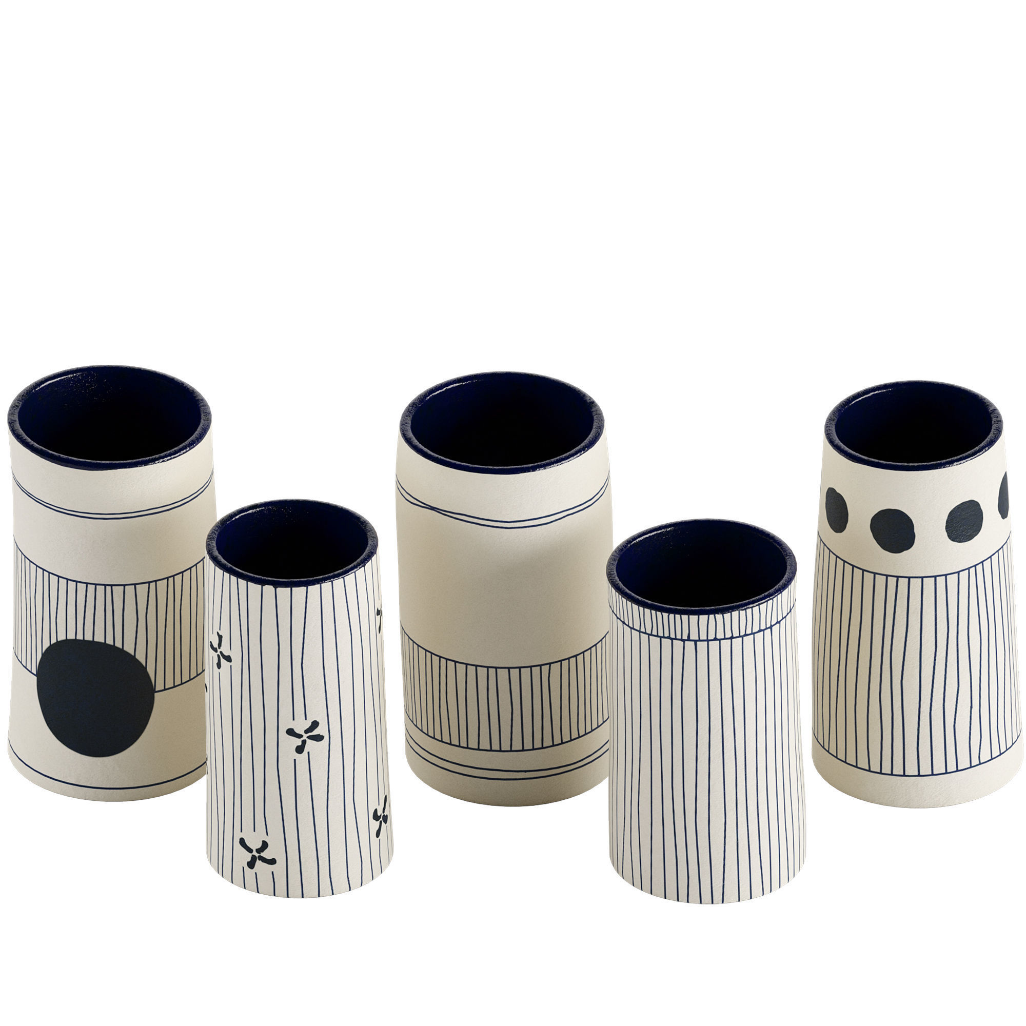 Handmade Decorated Indigo Ceramic Vase 2 3D model_1