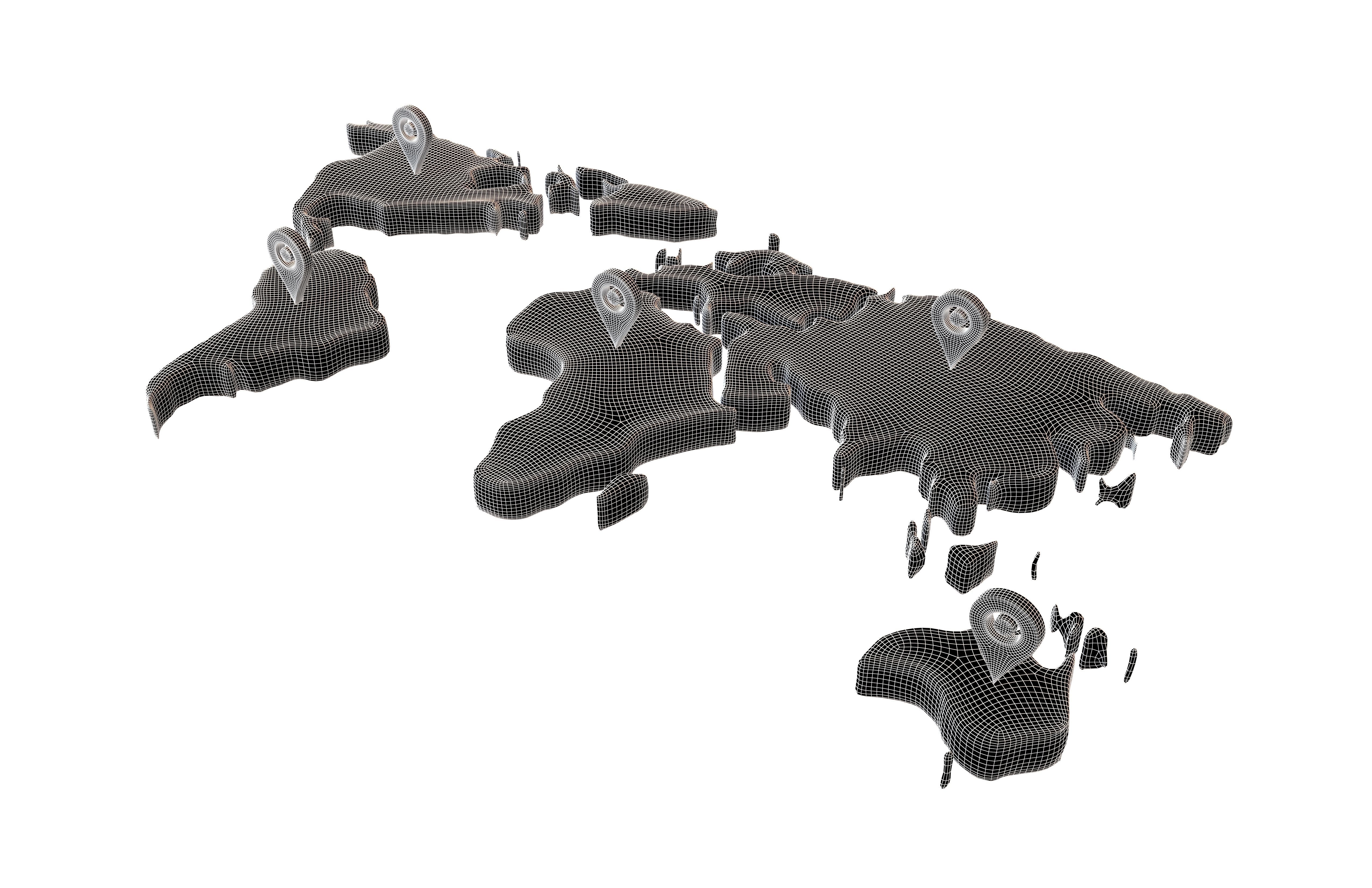 Earth Map with Map Tag v1 001 Low-poly 3D model_6