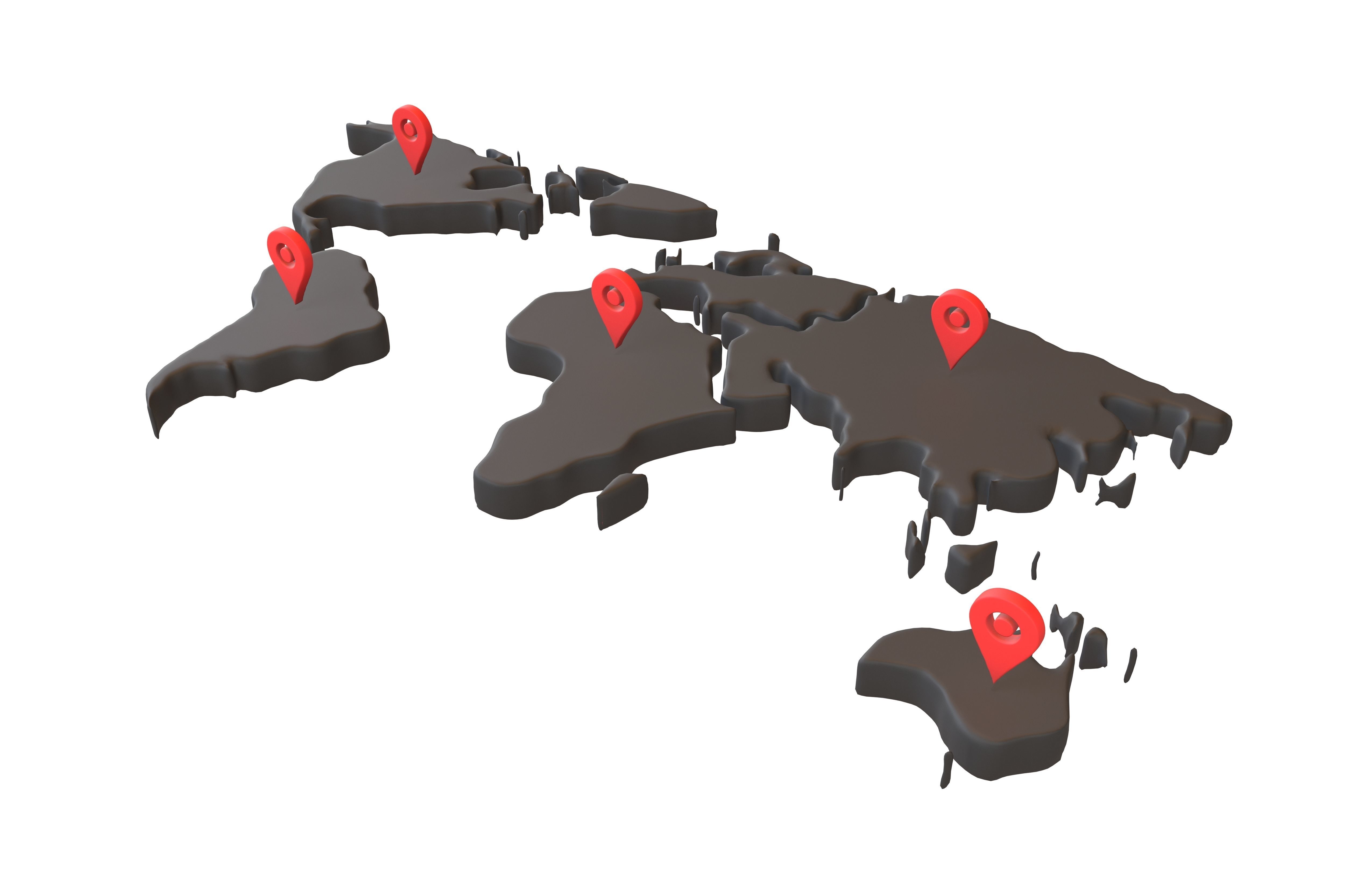 Earth Map with Map Tag v1 001 Low-poly 3D model_3