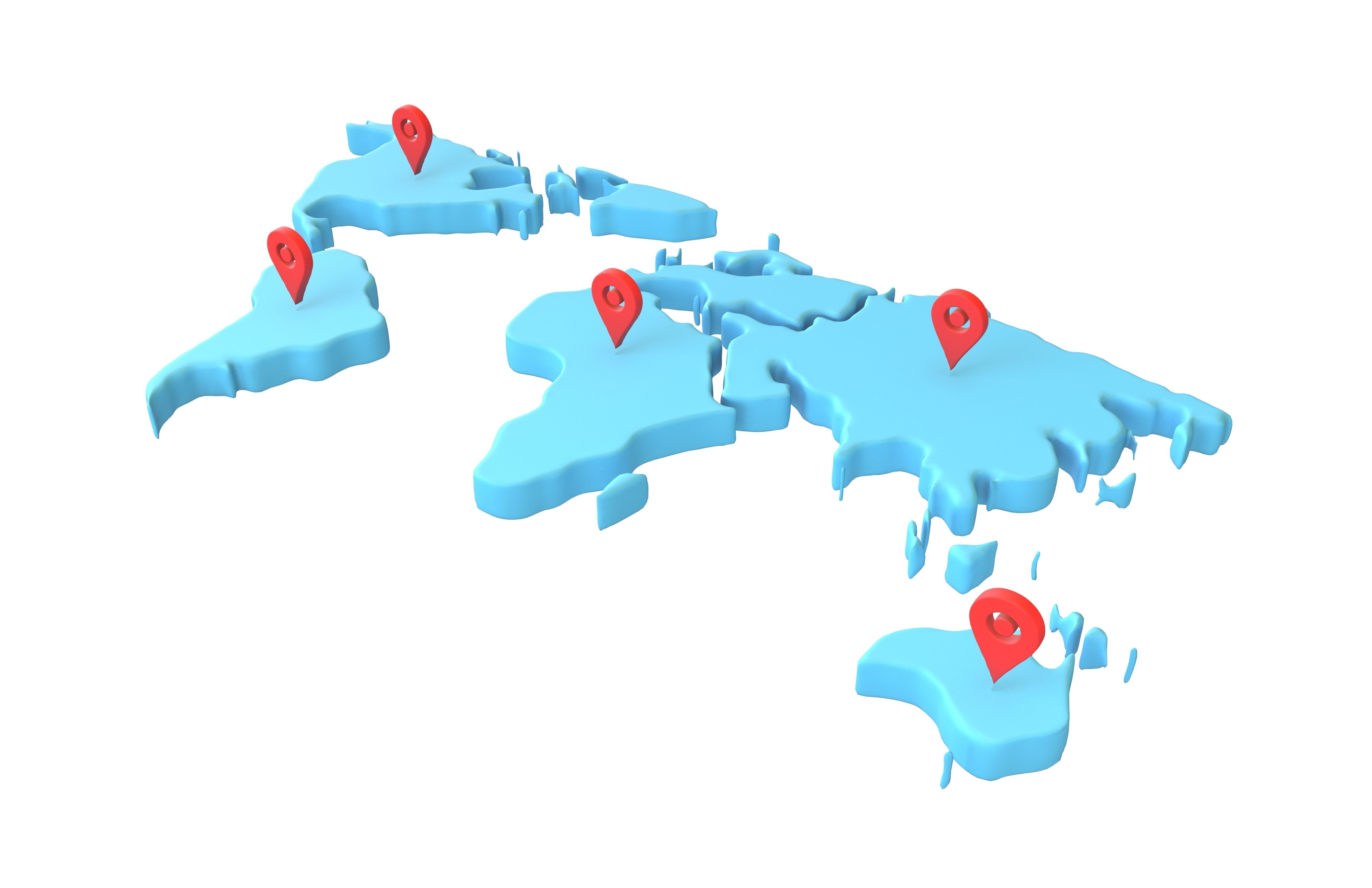 Earth Map with Map Tag v1 002 Low-poly 3D model_1