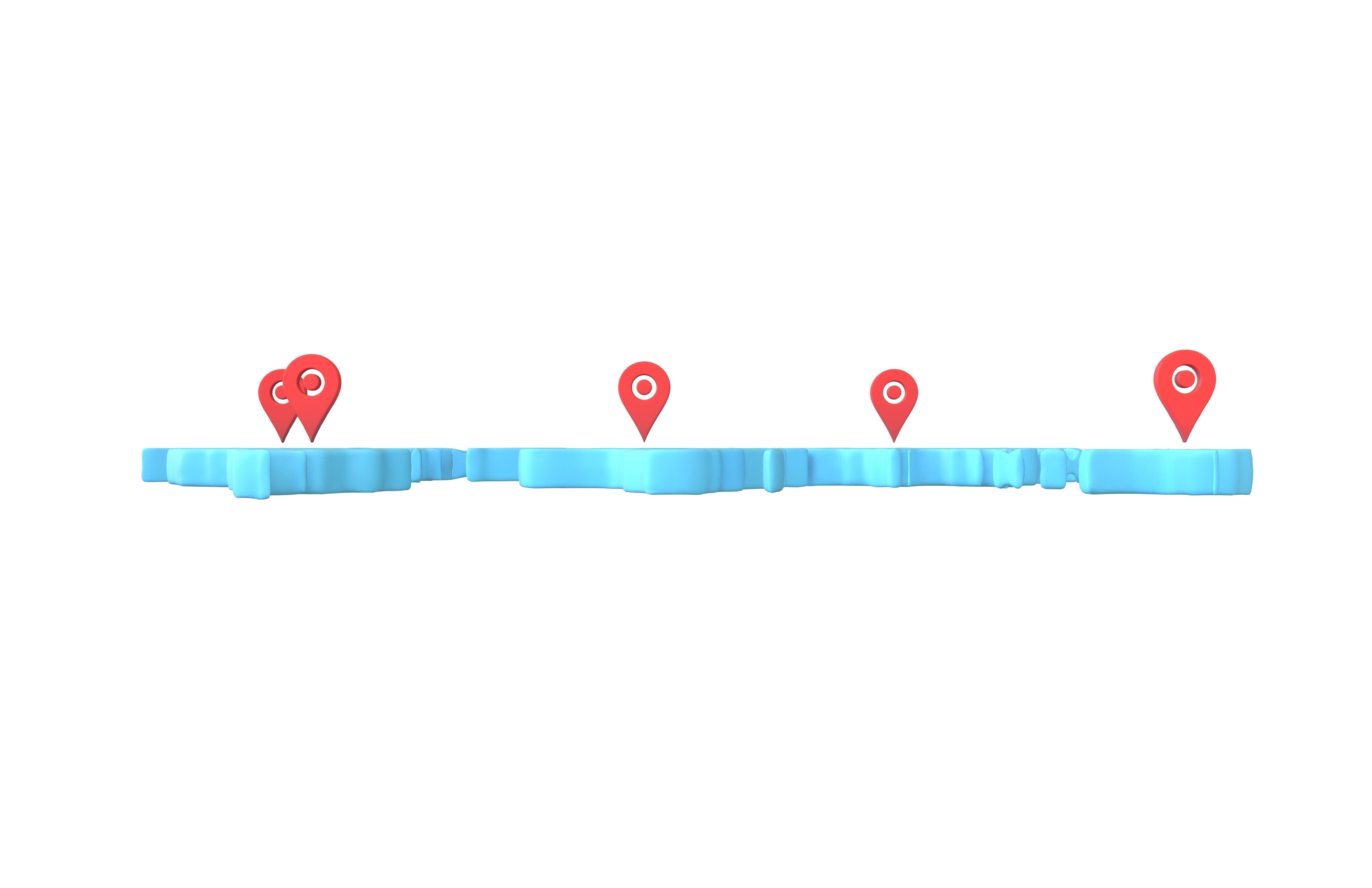 Earth Map with Map Tag v1 002 Low-poly 3D model_3