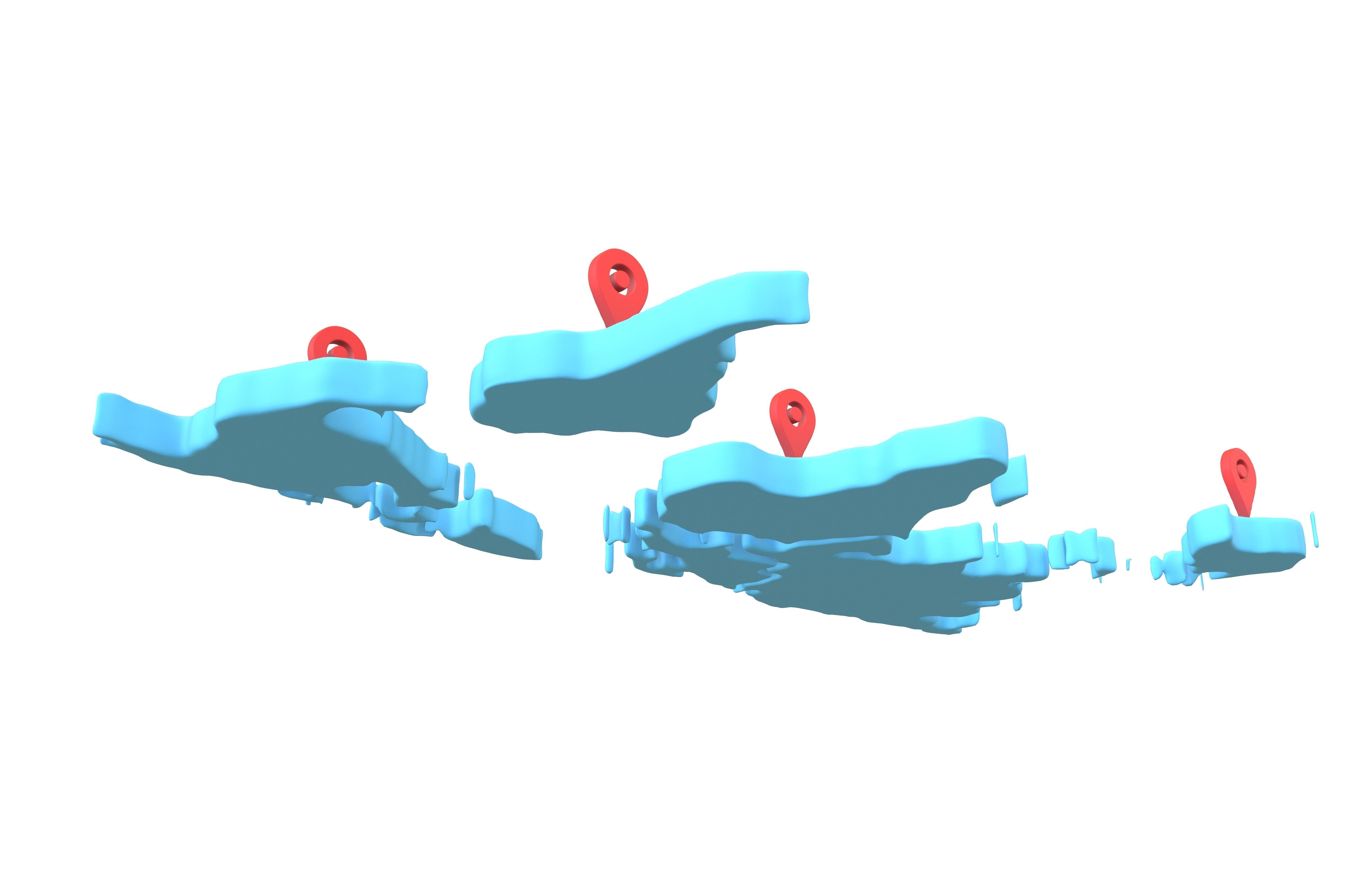 Earth Map with Map Tag v1 002 Low-poly 3D model_2