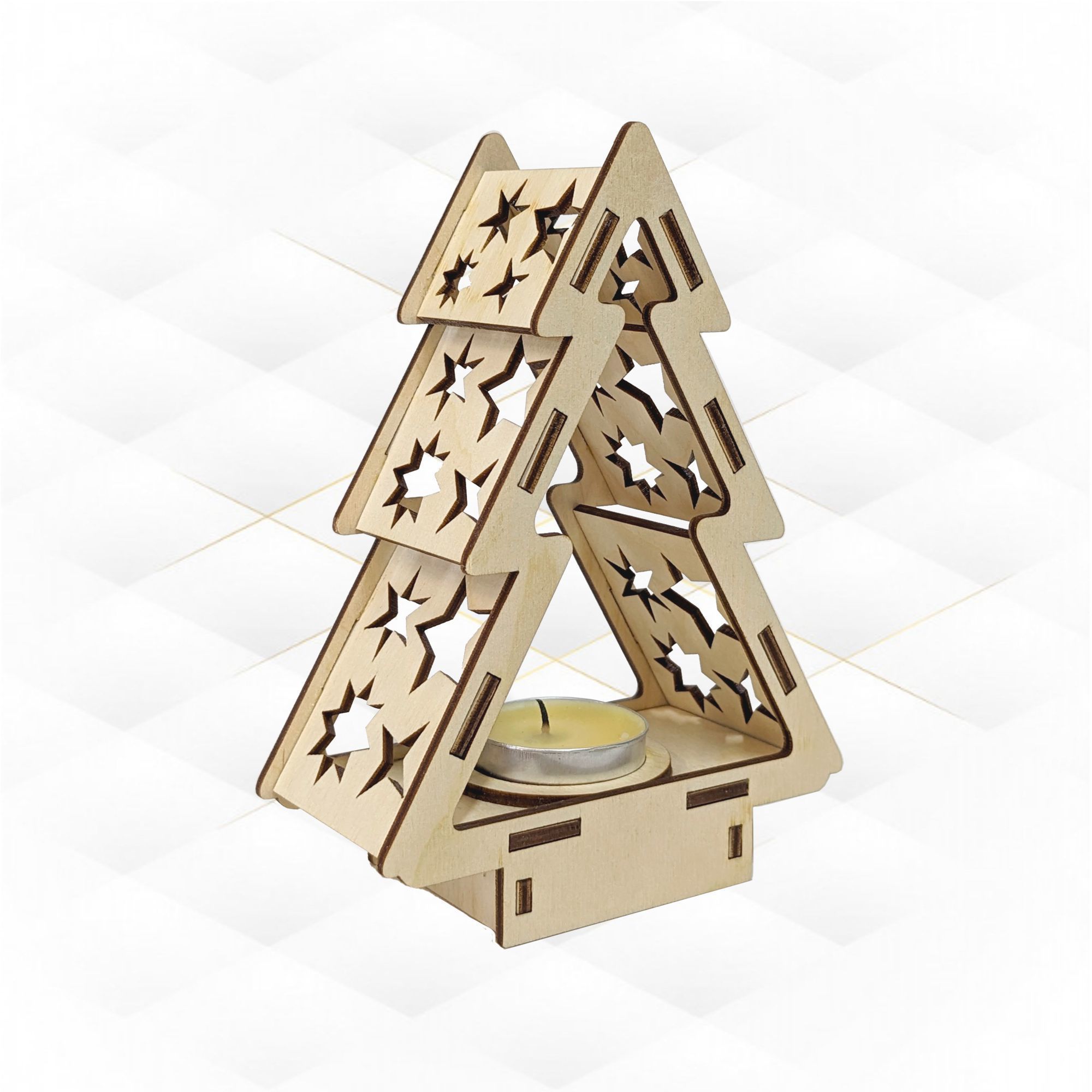 Christmas holder for candle unique design laser cutting 3D print model_1