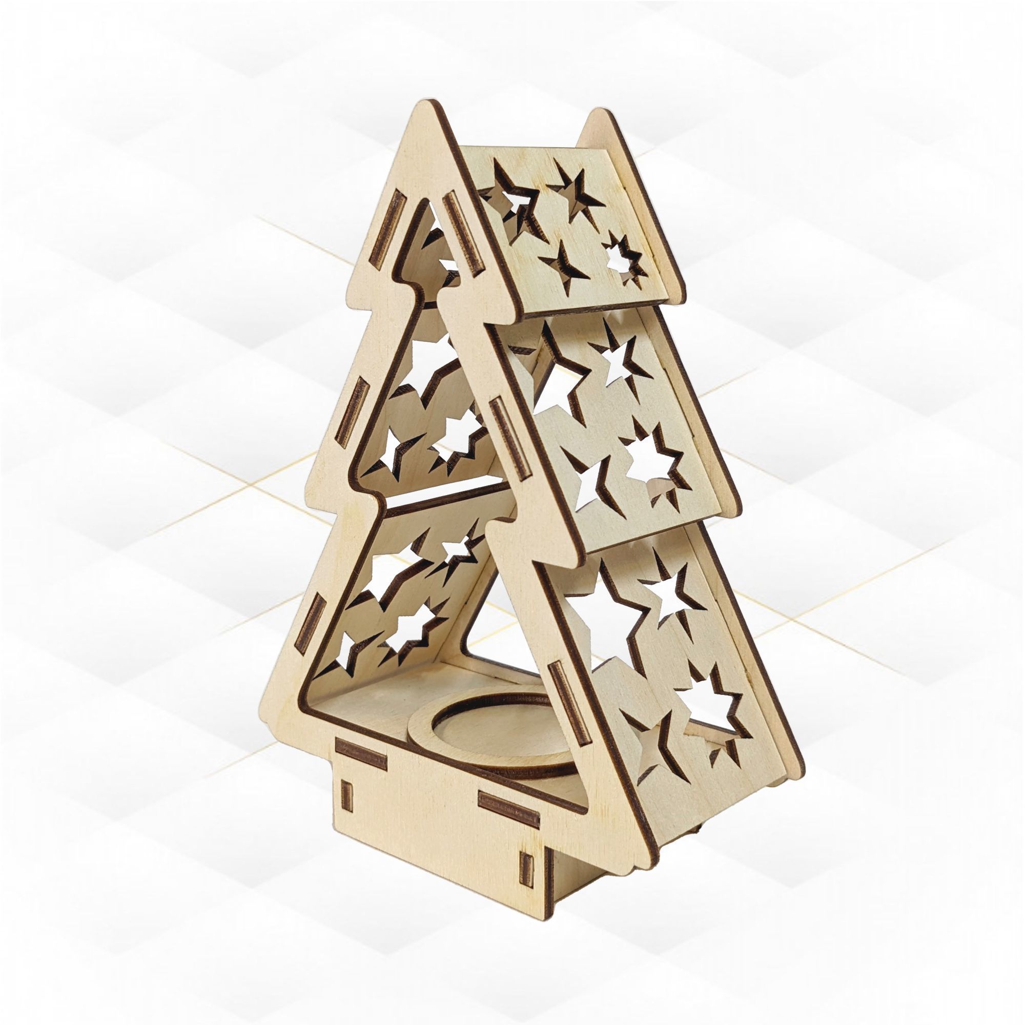 Christmas holder for candle unique design laser cutting 3D print model_2