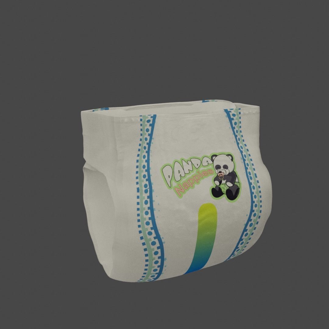 Animated Diaper Low-poly 3D model_9