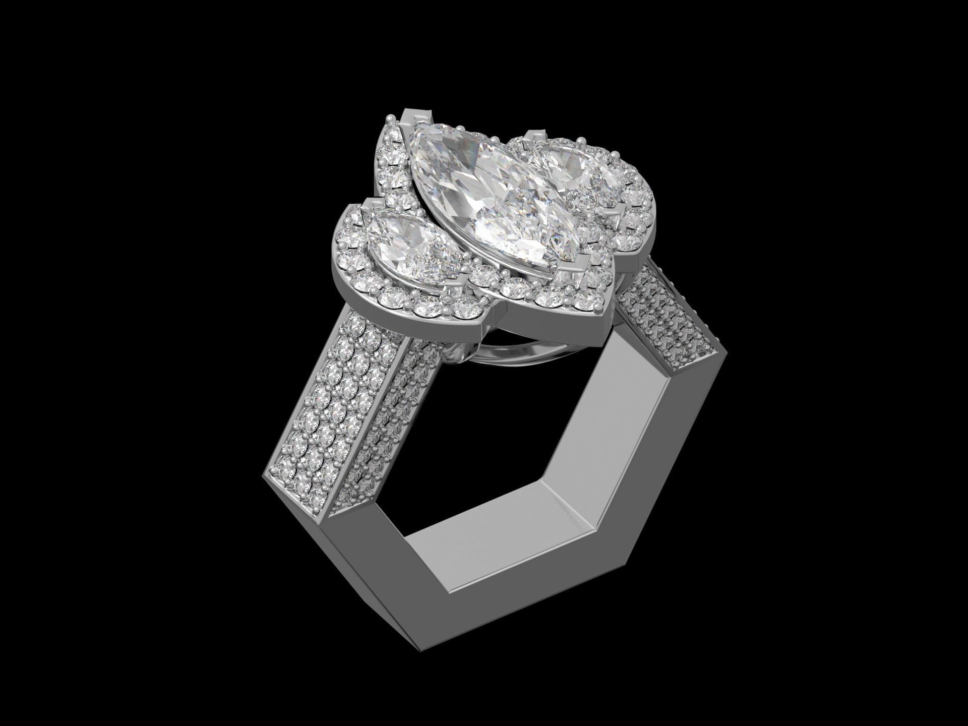  Marquise ring 3D print model_20