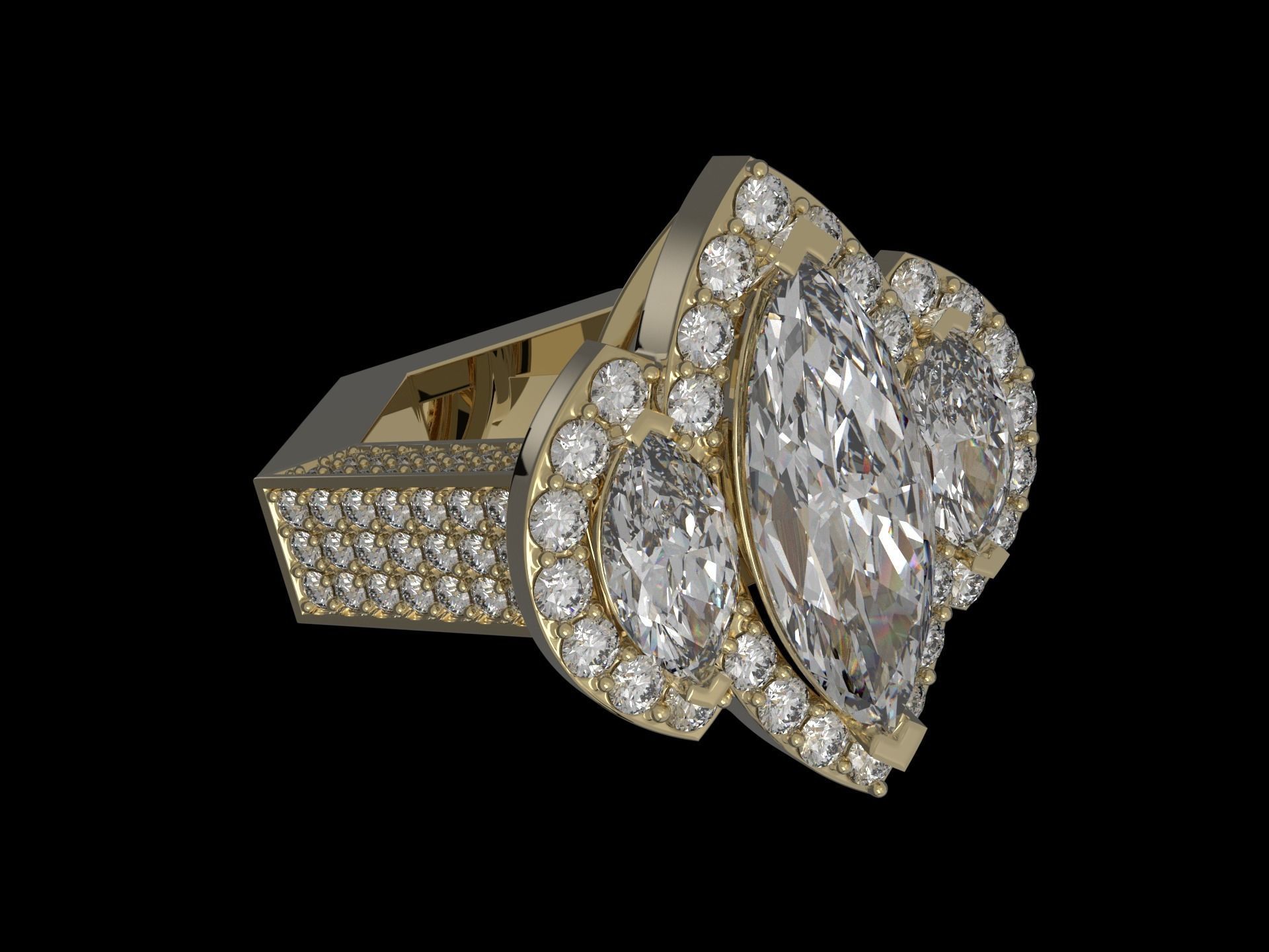  Marquise ring 3D print model_4