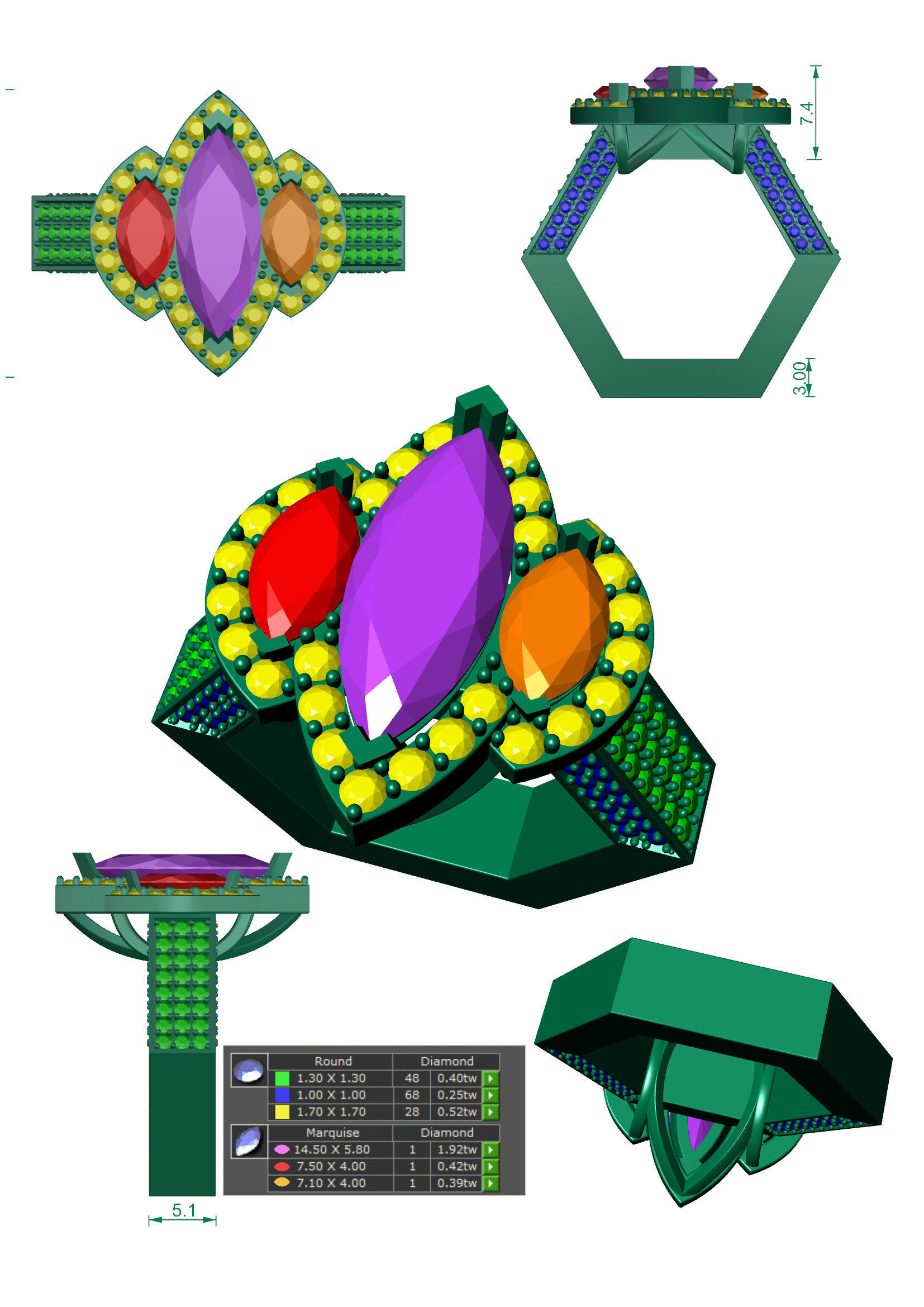  Marquise ring 3D print model_23