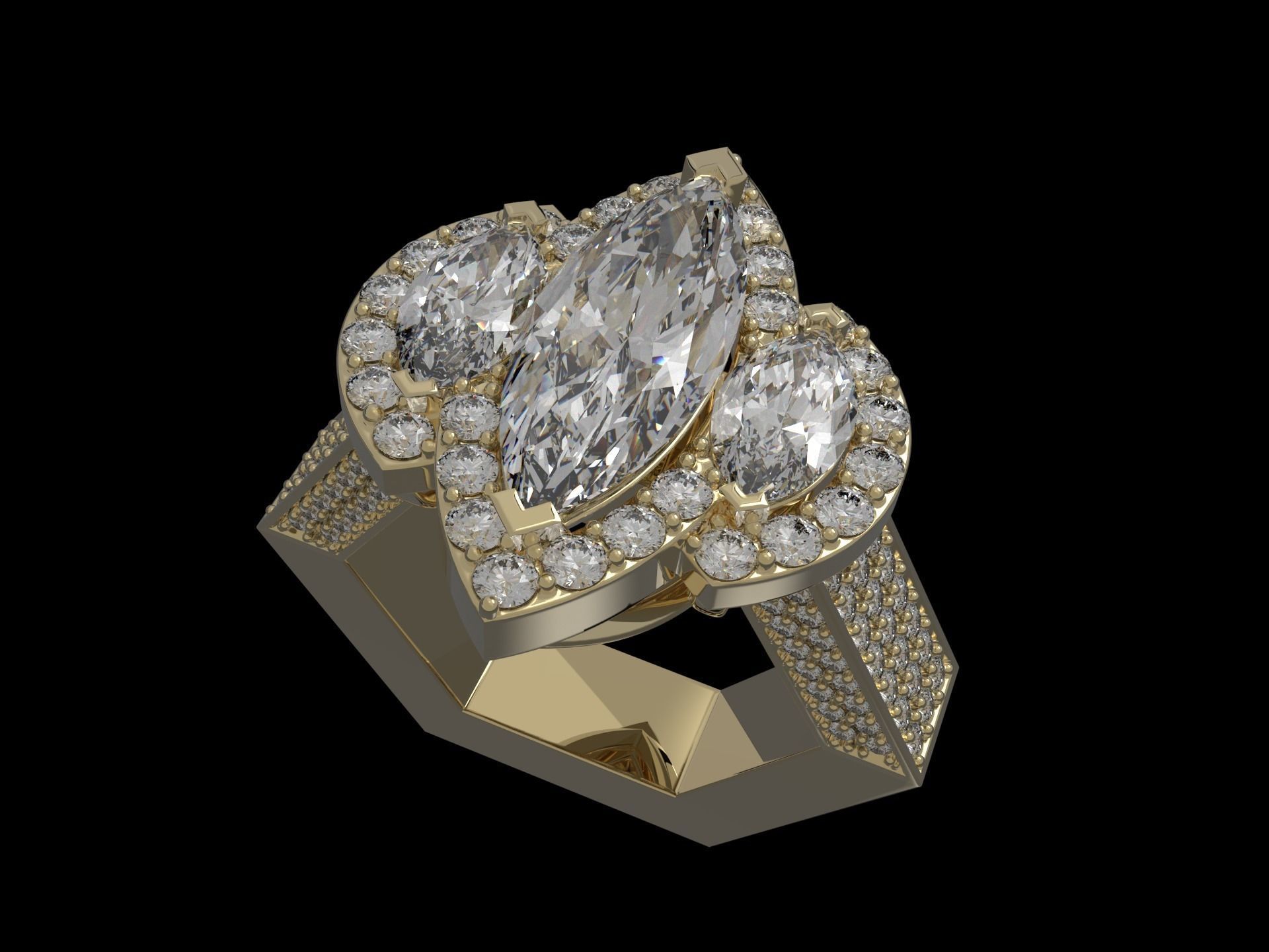  Marquise ring 3D print model_5