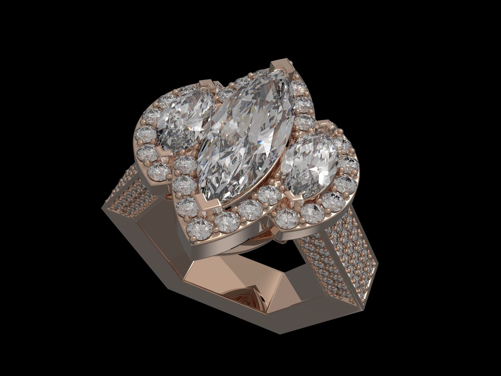  Marquise ring 3D print model_12