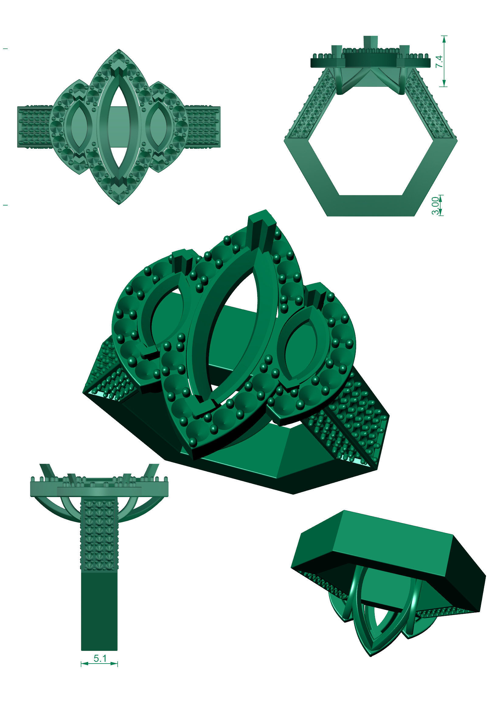  Marquise ring 3D print model_22