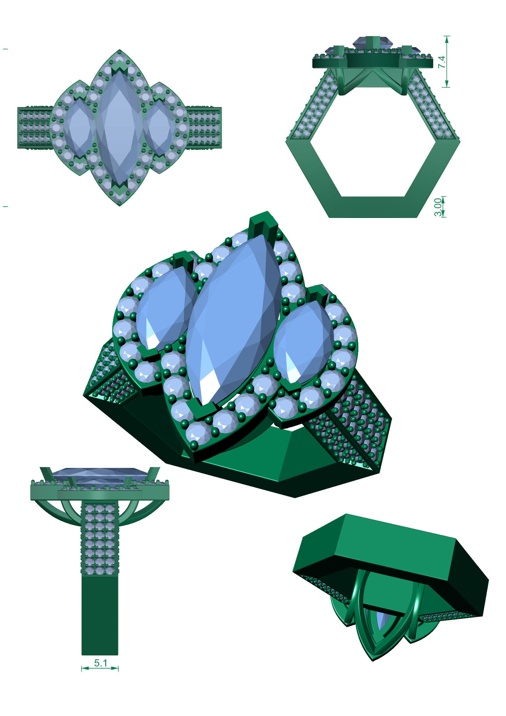  Marquise ring 3D print model_21