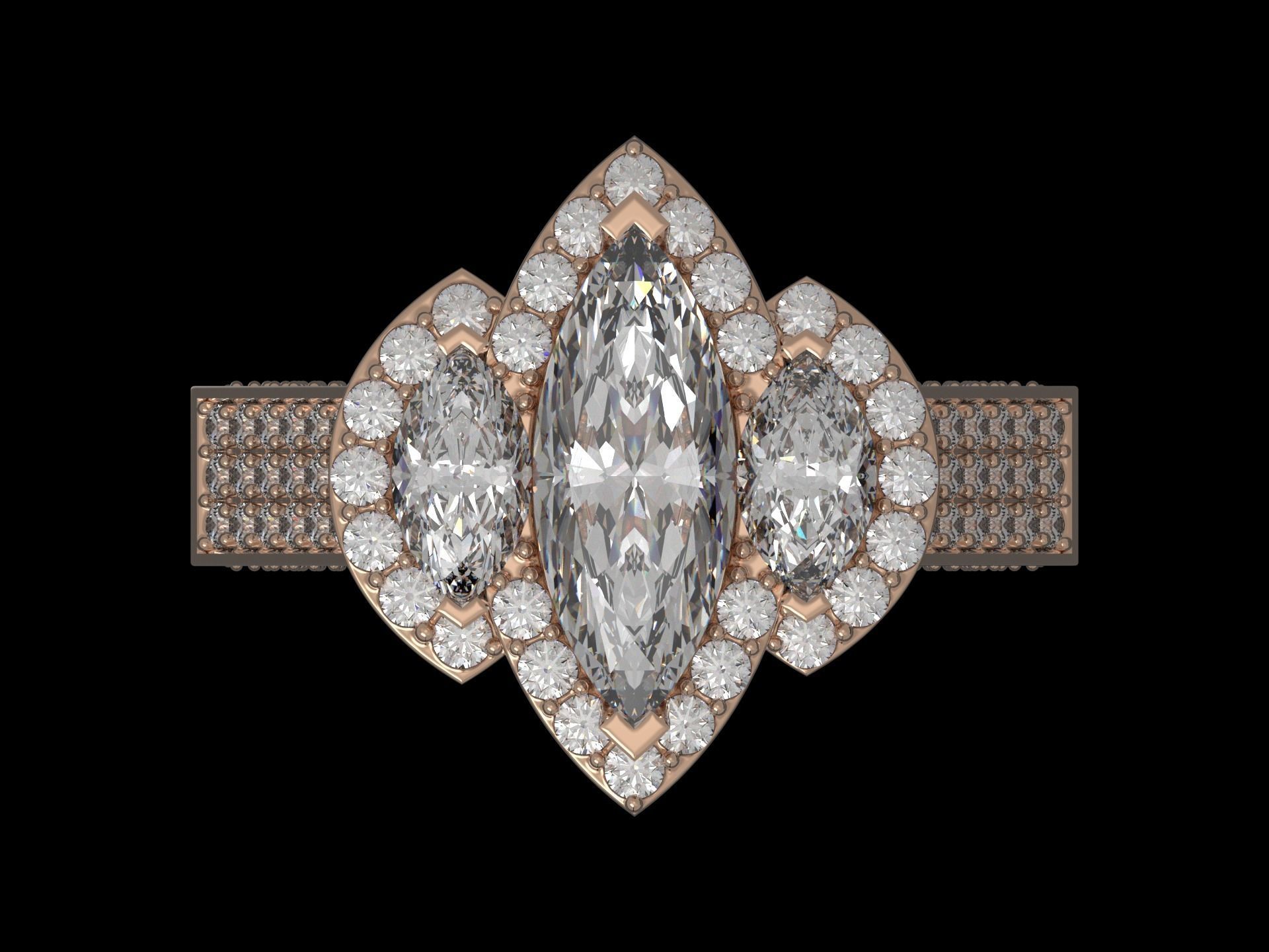  Marquise ring 3D print model_8